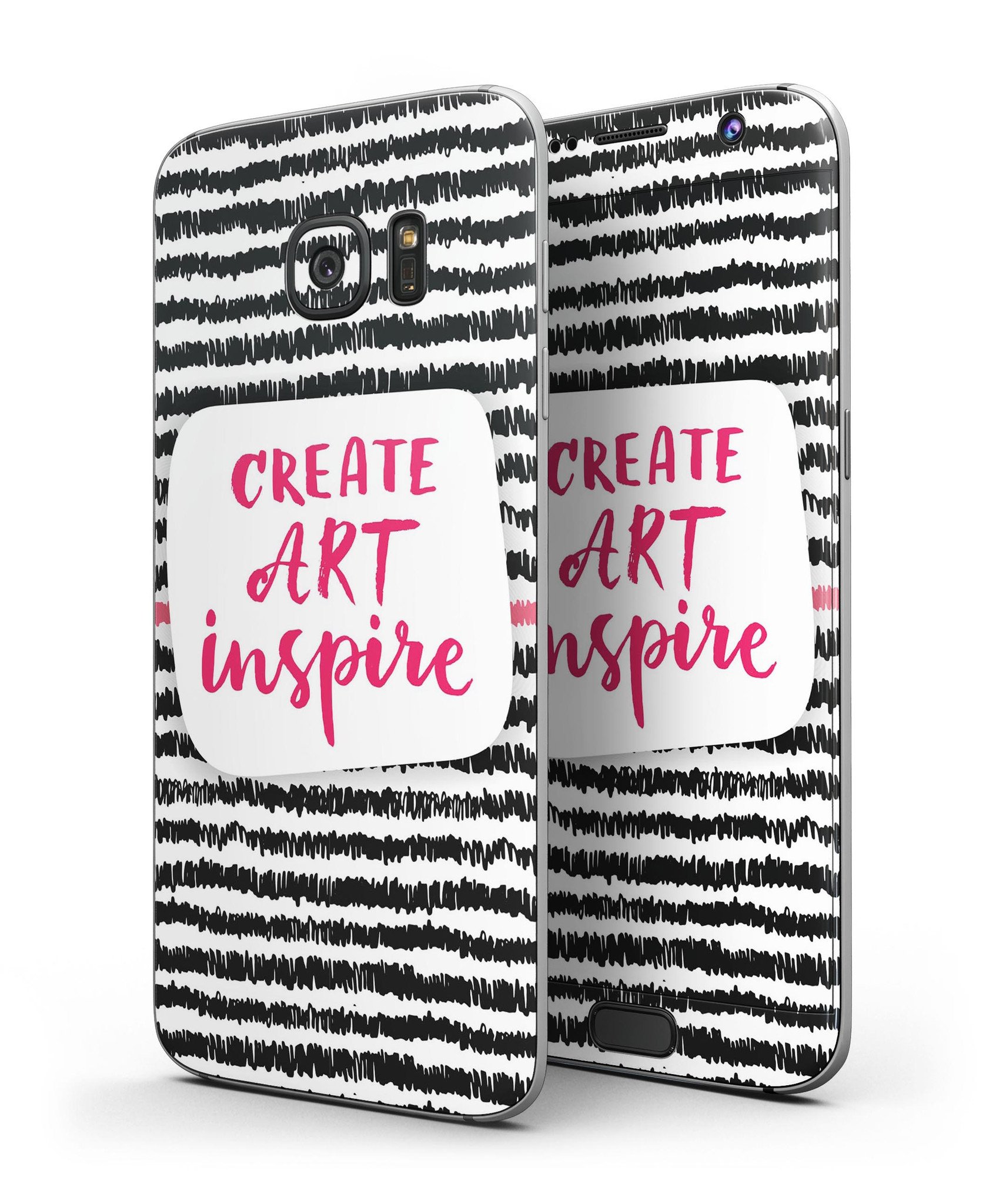 Create Art Inspire Full Body Skin-Kit for Samsung Galaxy S7, showcasing premium vinyl design with ultra-gloss and soft-matte finish options.