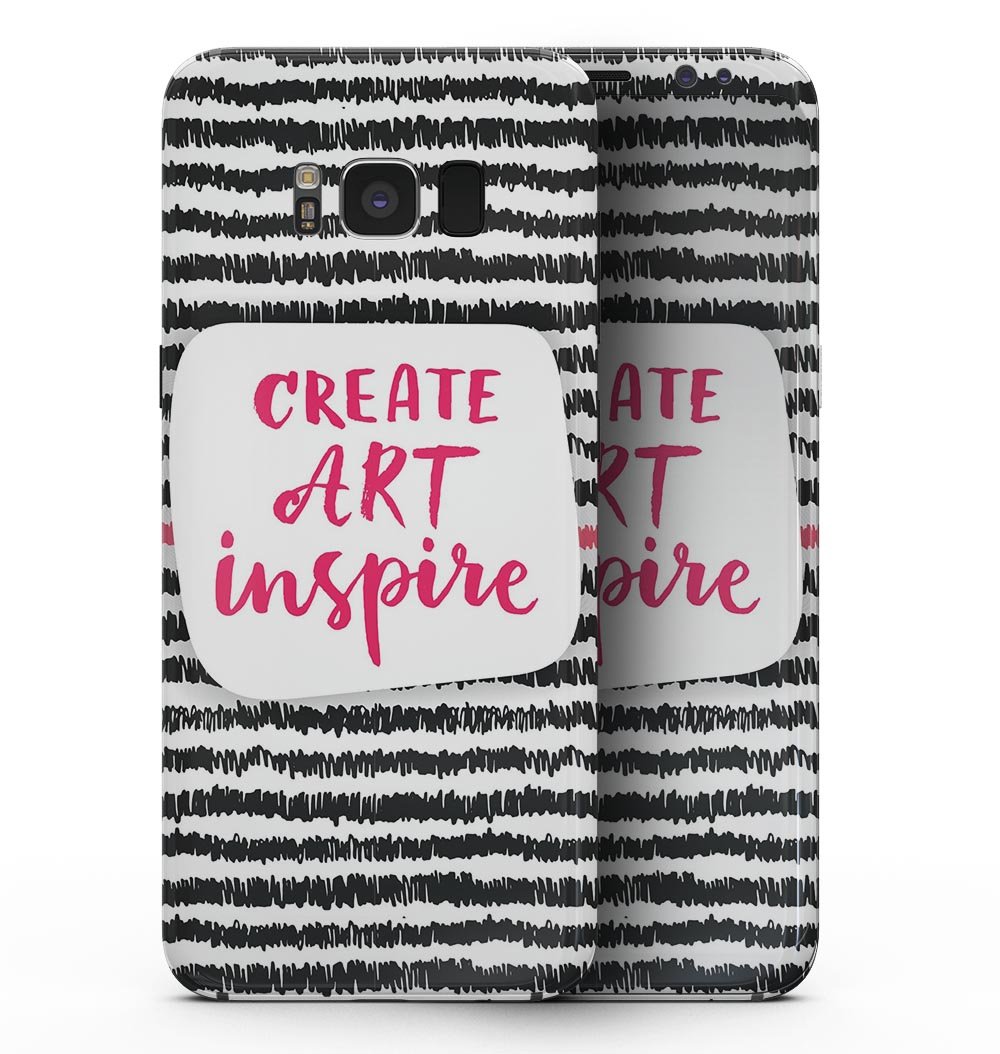 Samsung Galaxy S8 with Create Art Inspire Full-Body Skin Kit showcasing vibrant design and sleek finish.