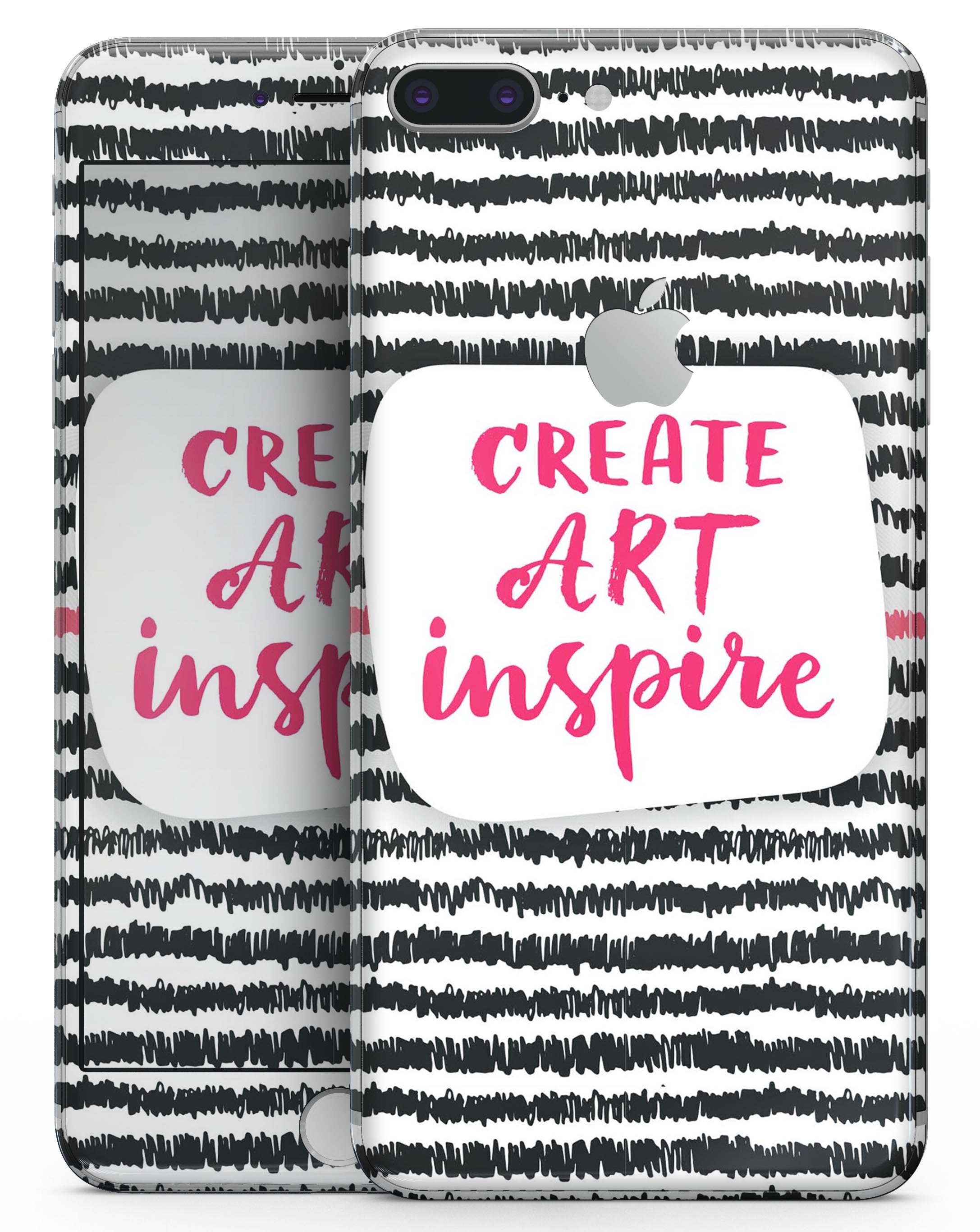 Create Art Inspire Skin-kit for iPhone 8 and 8 Plus, showcasing premium vinyl design with ultra-gloss and soft-matte finish options.