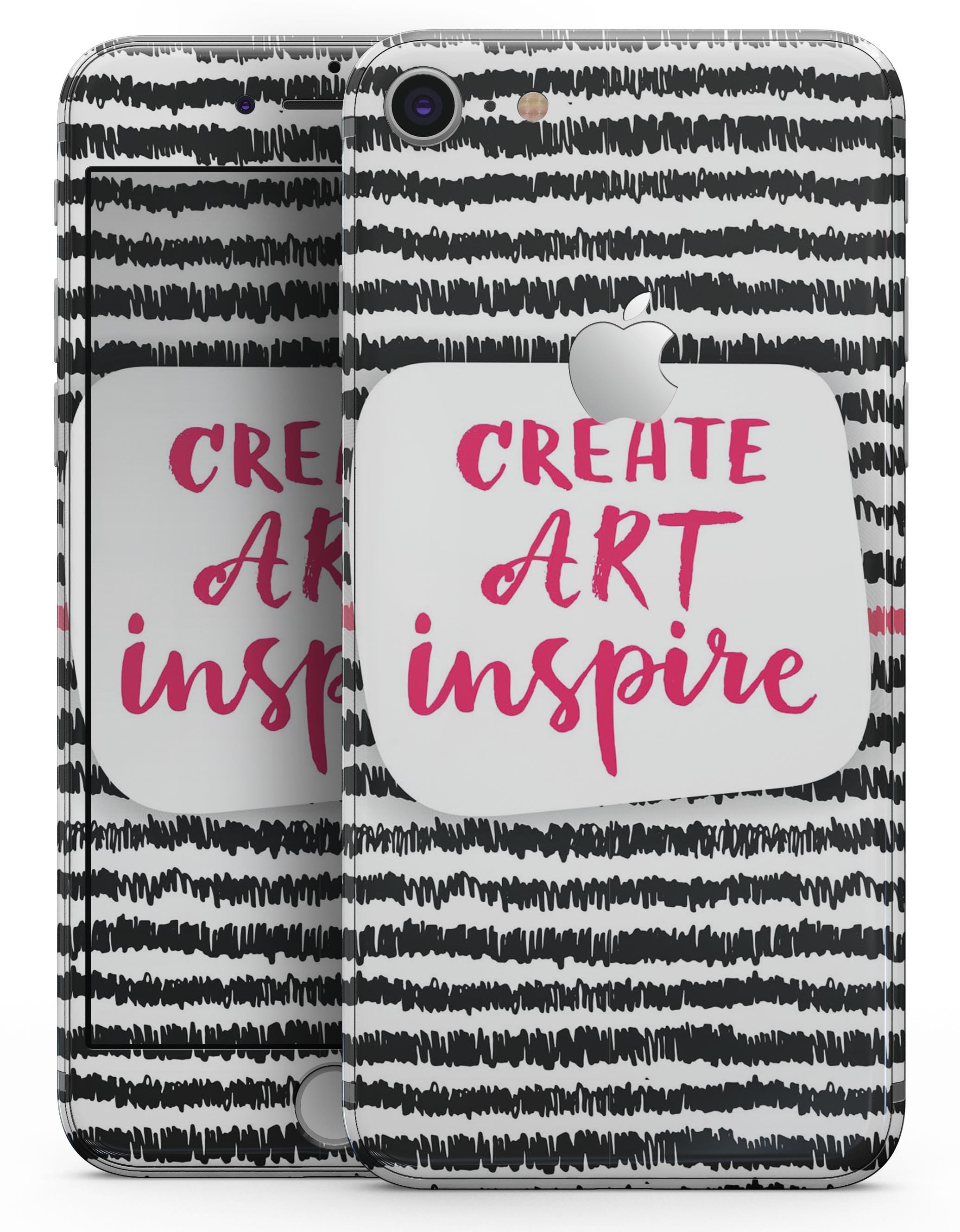 Create Art Inspire Skin-kit for iPhone 8 and 8 Plus, showcasing premium vinyl design with ultra-gloss and soft-matte finish options.