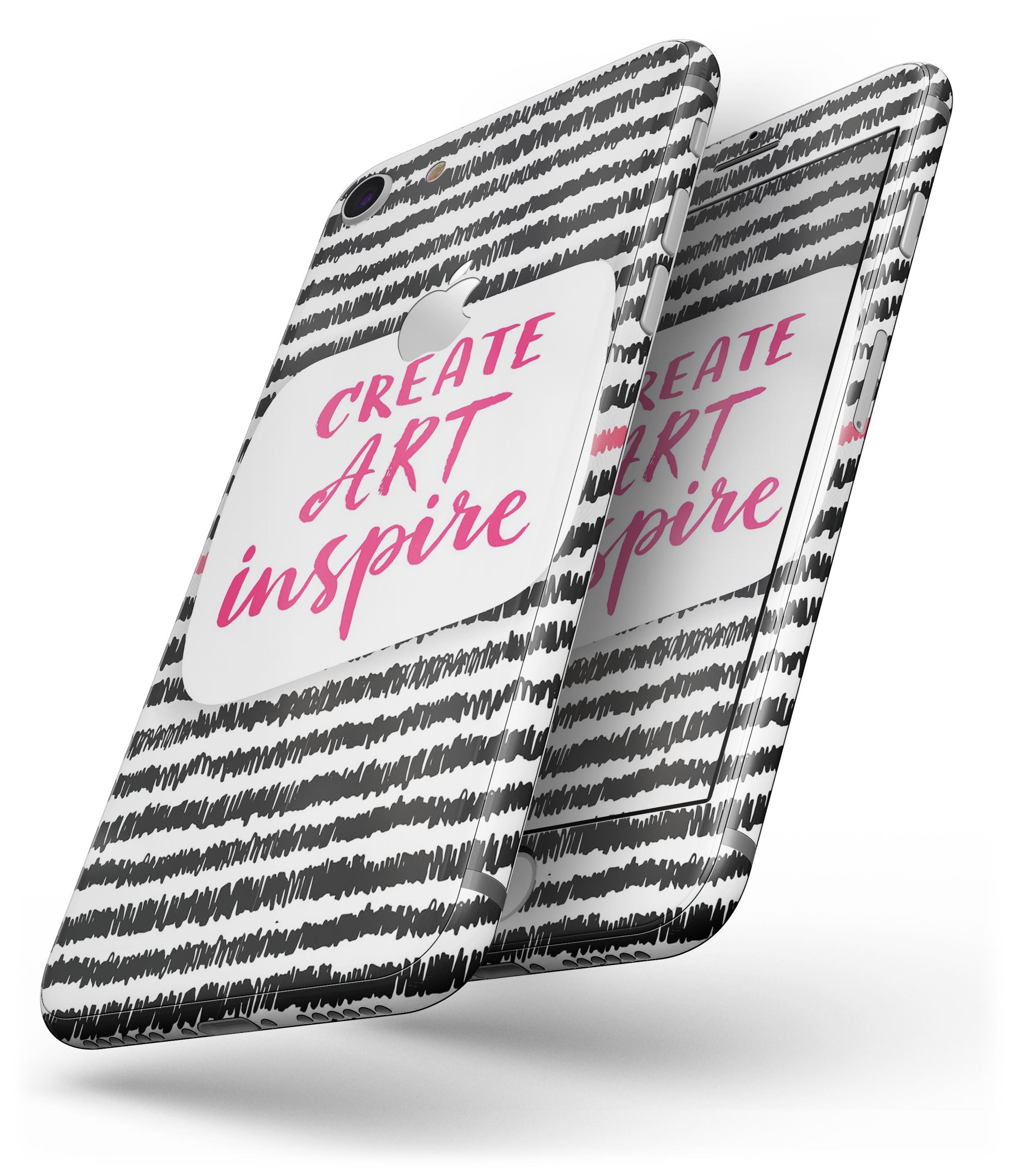 Create Art Inspire Skin-kit for iPhone 8 and 8 Plus, showcasing premium vinyl design with ultra-gloss and soft-matte finish options.