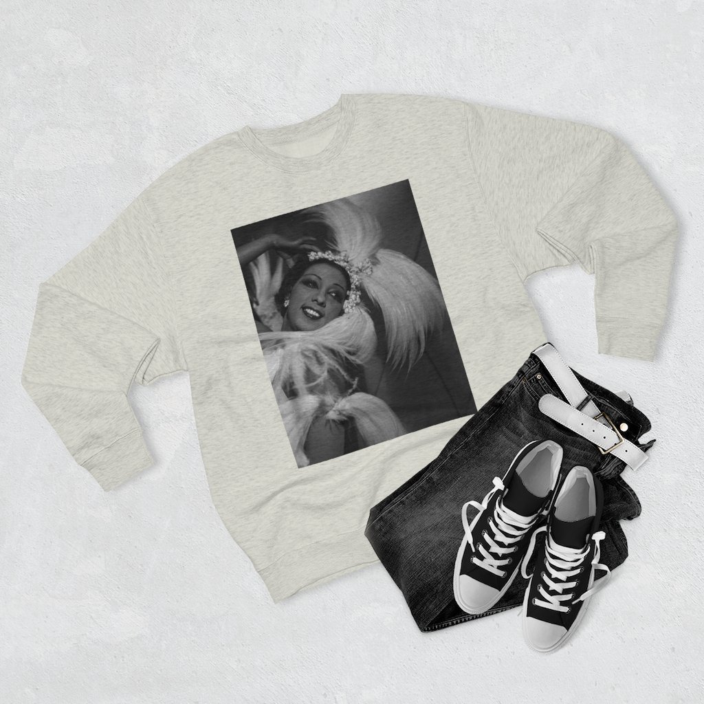 Josephine Baker Crewneck Sweatshirt in soft fleece fabric, showcasing a stylish design and comfortable fit.