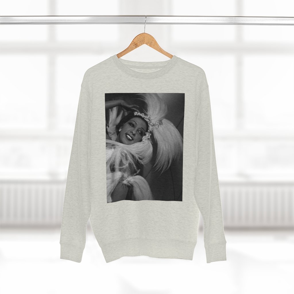 Josephine Baker Crewneck Sweatshirt in soft fleece fabric, showcasing a stylish design and comfortable fit.