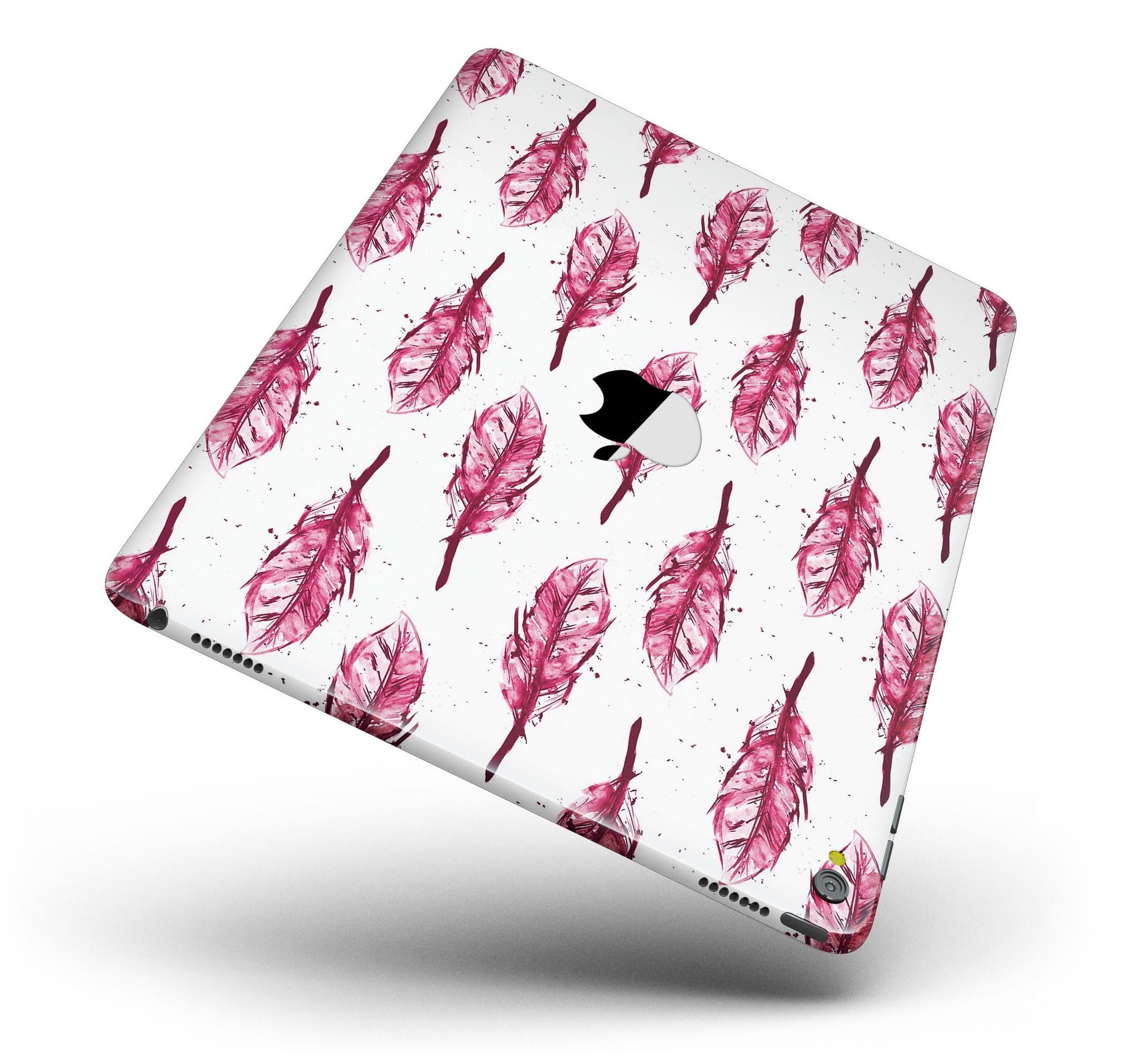 Crimson Feather Pattern Full Body Skin for iPad Pro, showcasing vibrant colors and sleek design.