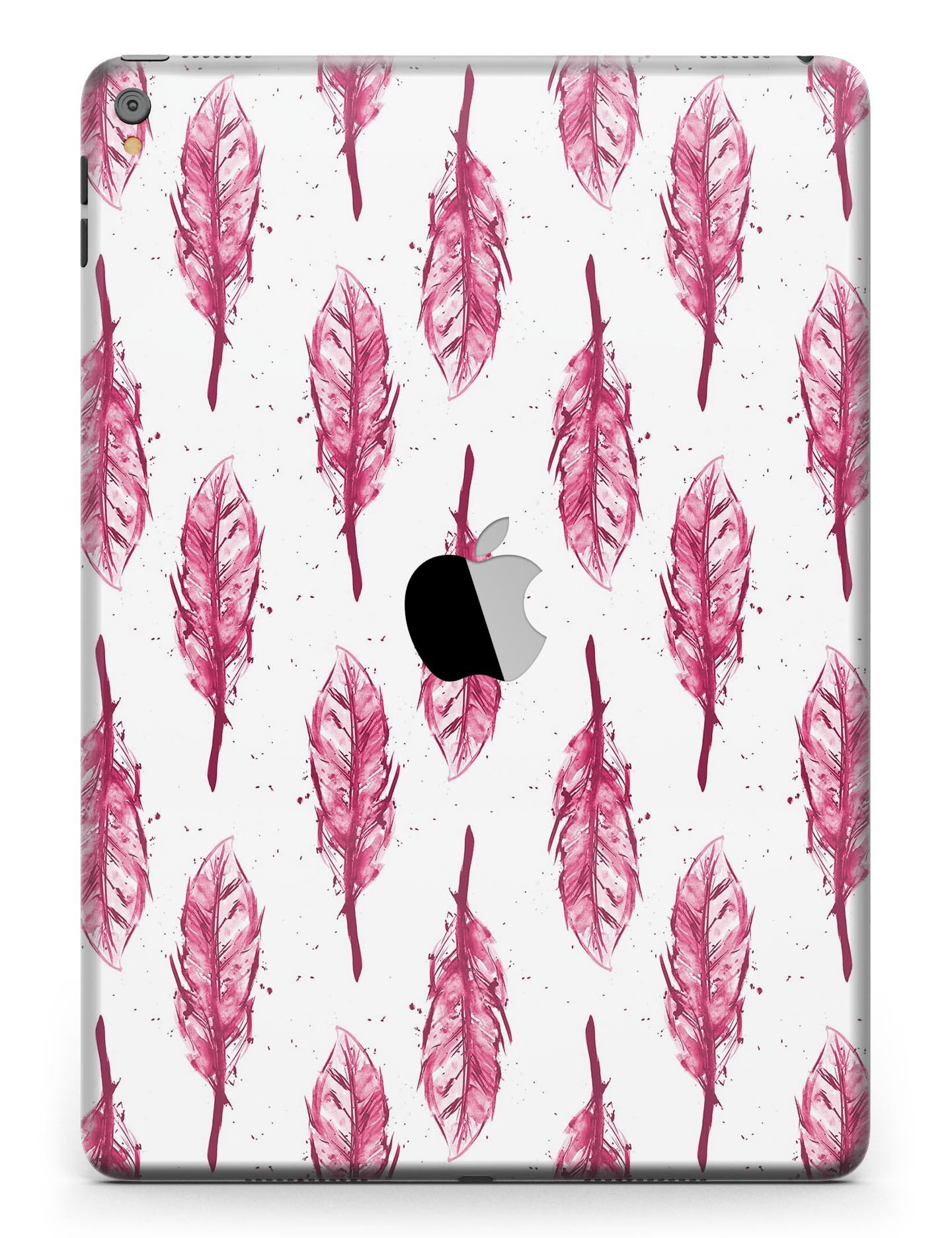 Crimson Feather Pattern Full Body Skin for iPad Pro, showcasing vibrant colors and sleek design.