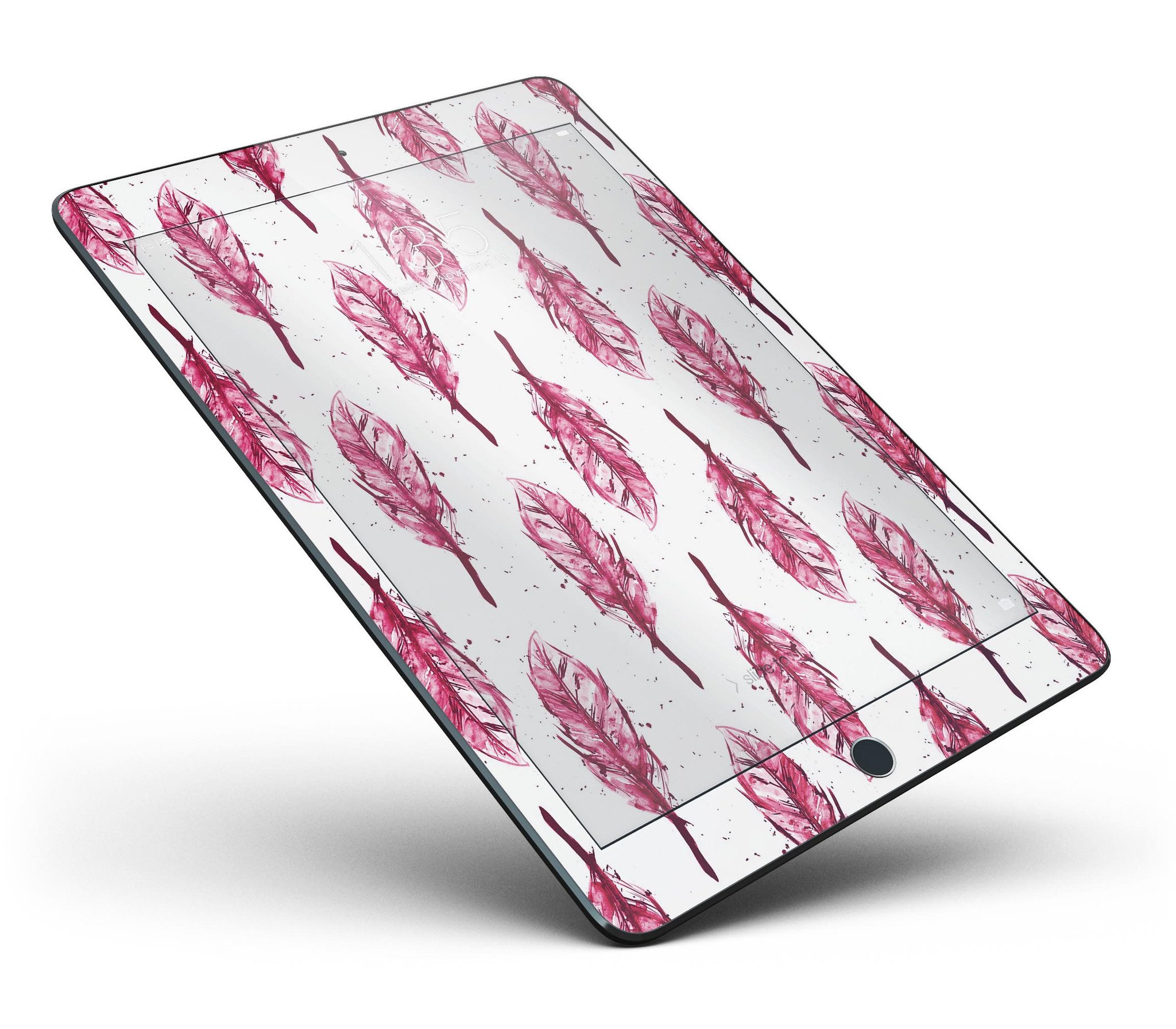 Crimson Feather Pattern Full Body Skin for iPad Pro, showcasing vibrant colors and sleek design.