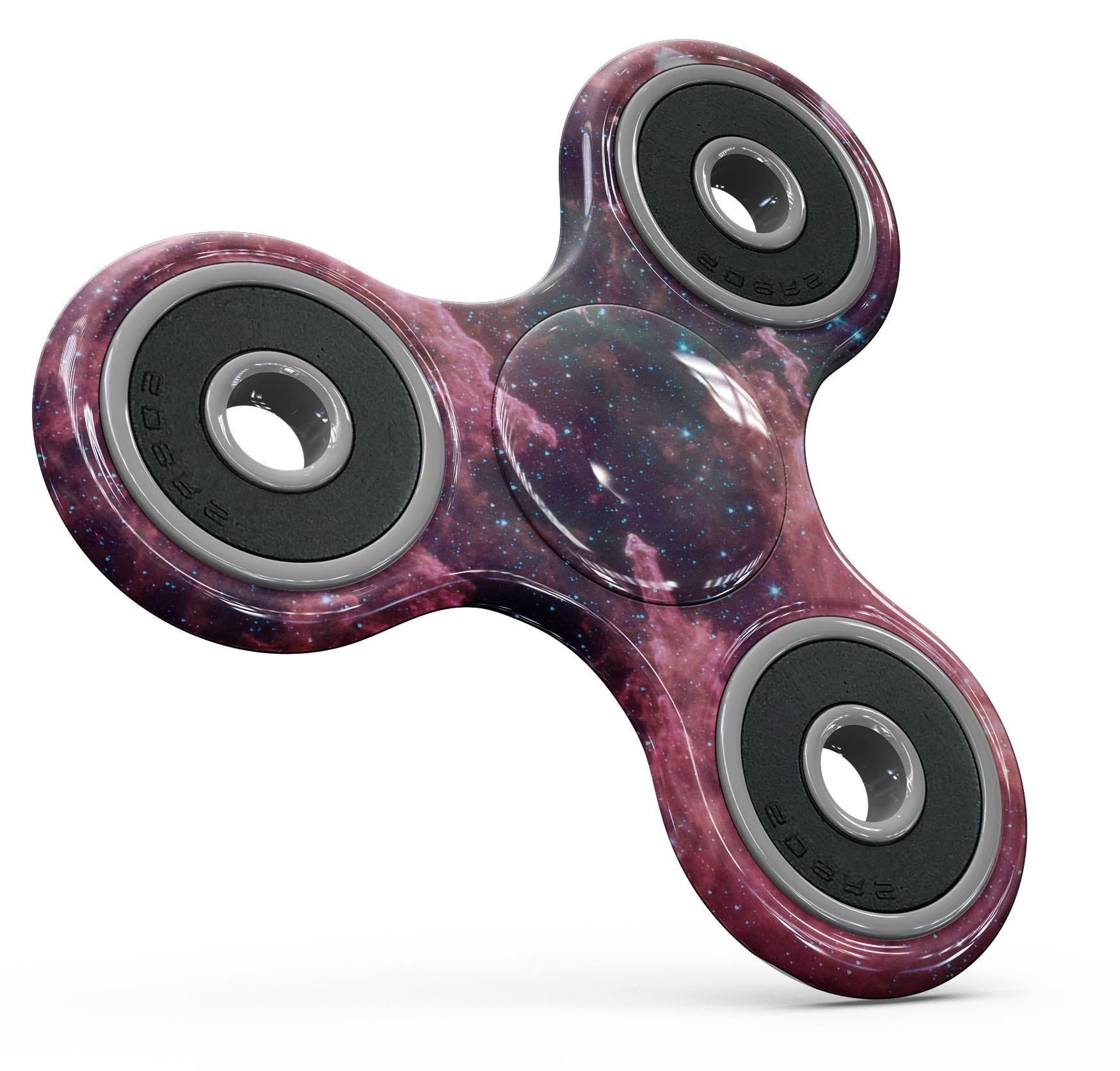 Crimson Nebula Full-Body Fidget Spinner Skin-Kit showcasing vibrant colors and patterns, designed for easy application and protection.