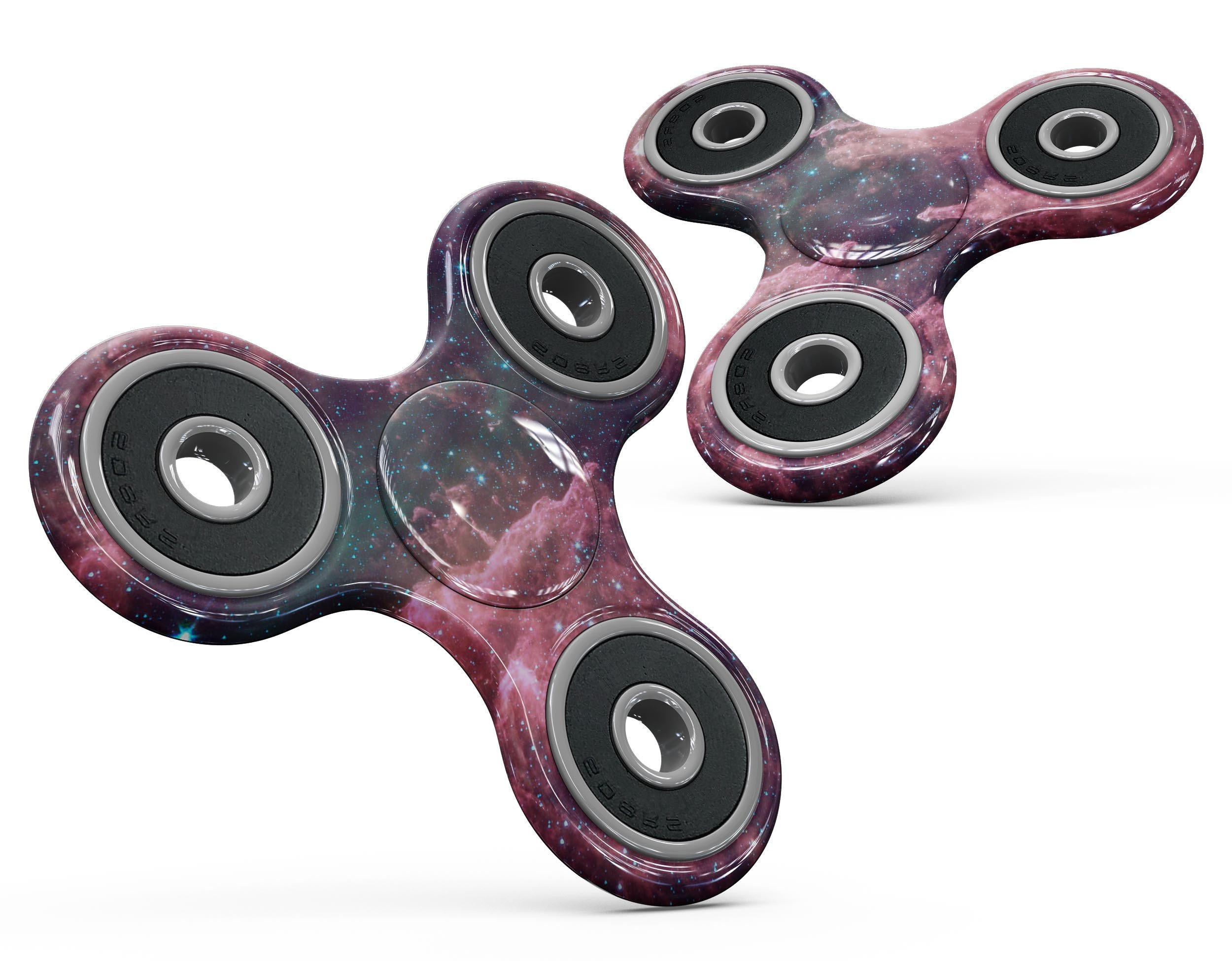 Crimson Nebula Full-Body Fidget Spinner Skin-Kit showcasing vibrant colors and patterns, designed for easy application and protection.