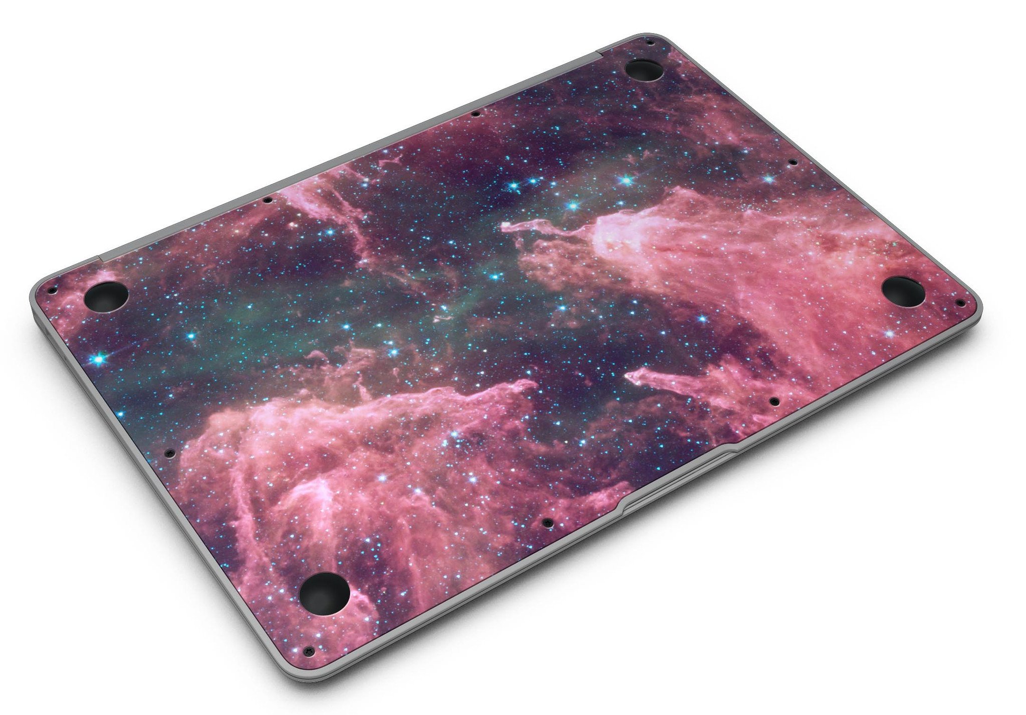 Crimson Nebula skin kit for MacBook Air, showcasing vibrant colors and premium vinyl material.