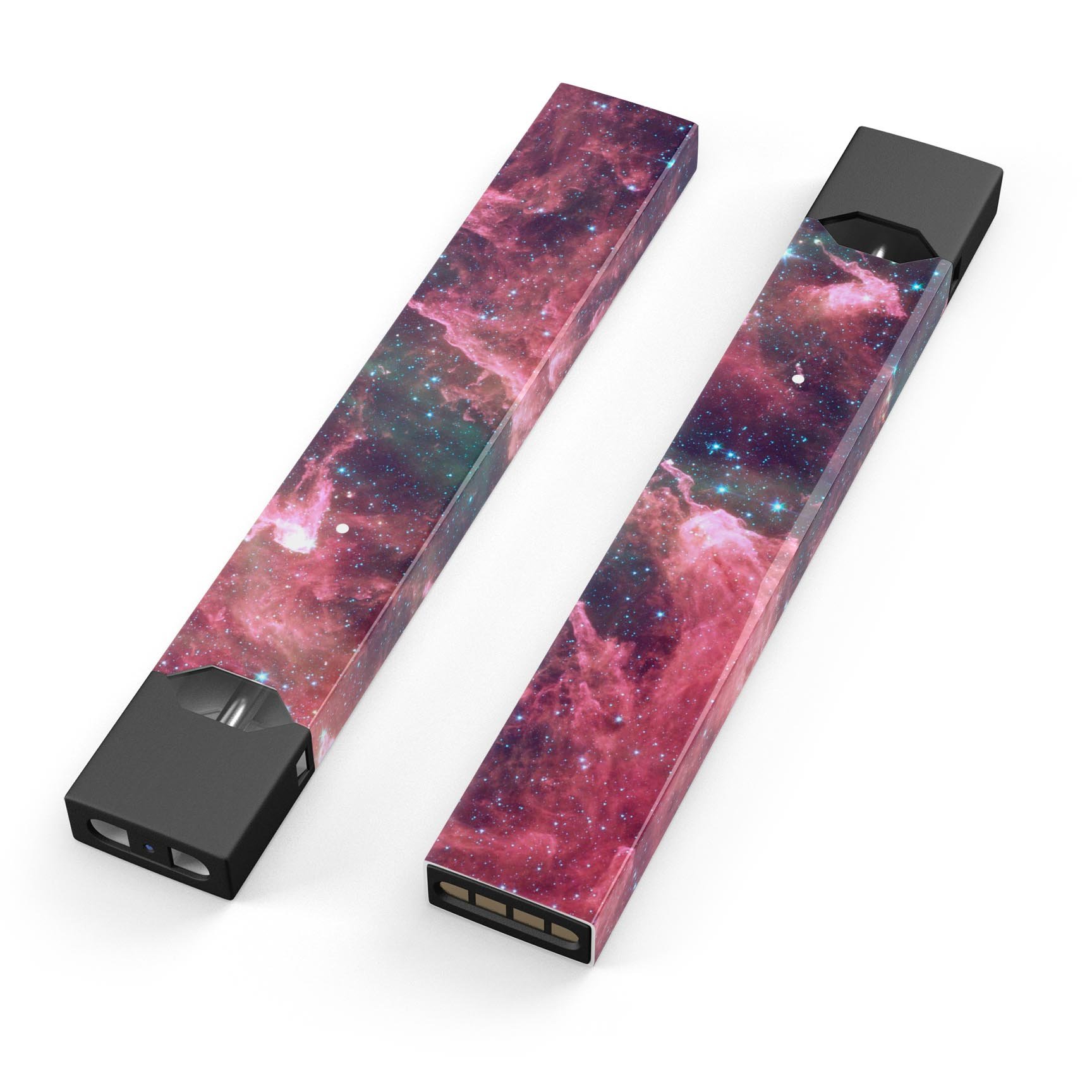 Crimson Nebula skin-wrap sticker designed for JUUL vaping device, showcasing vibrant colors and precise cut.