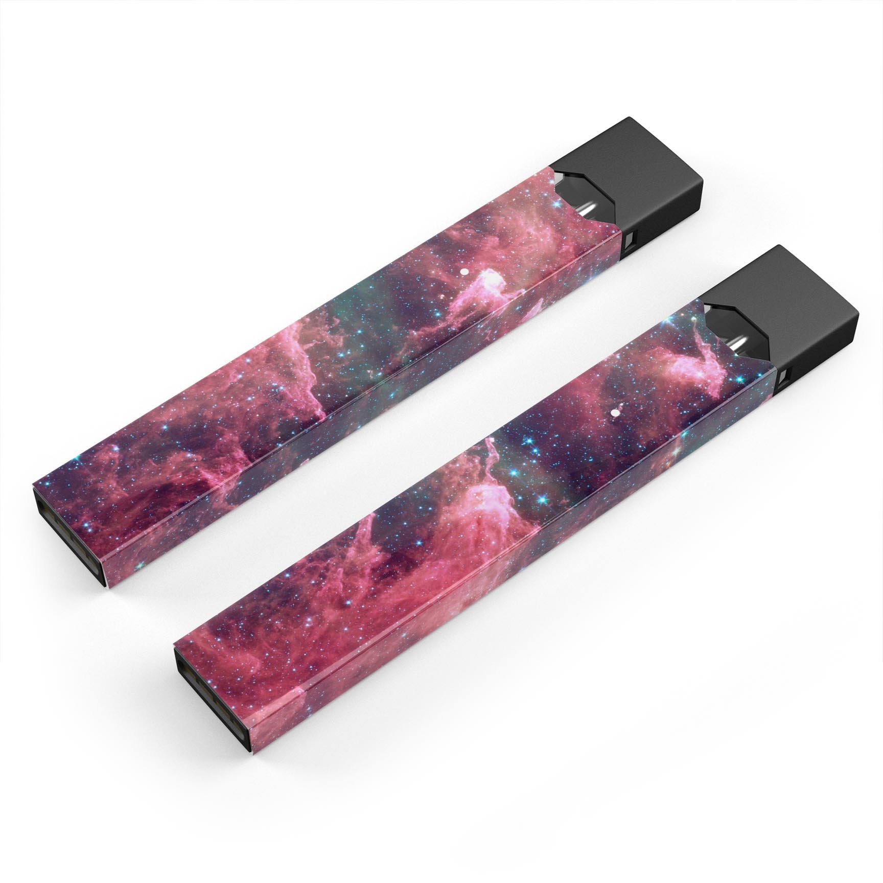 Crimson Nebula skin-wrap sticker designed for JUUL vaping device, showcasing vibrant colors and precise cut.