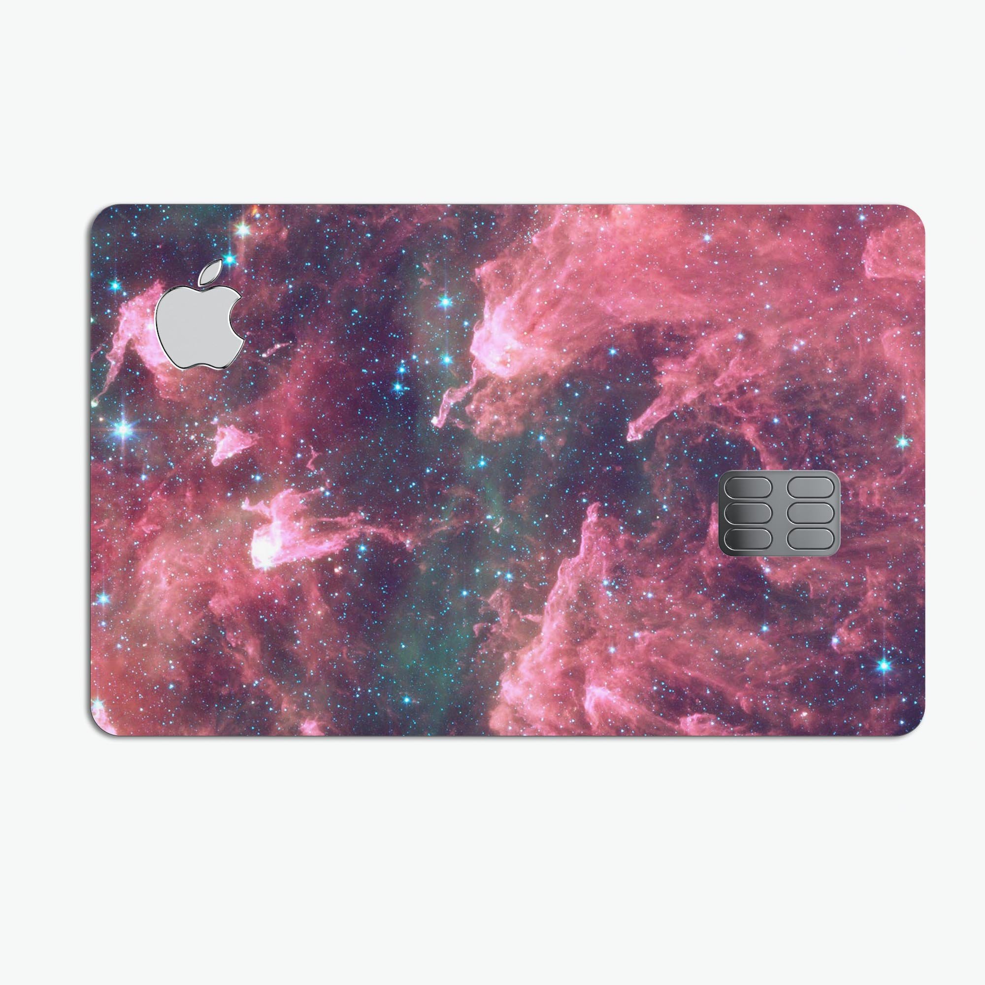 Crimson Nebula skin kit for Apple Card, showcasing premium vinyl design with bubble-free installation.