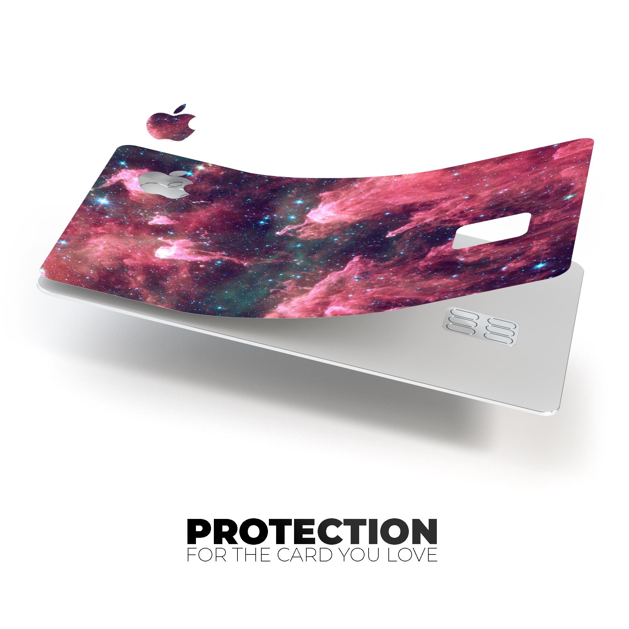 Crimson Nebula skin kit for Apple Card, showcasing premium vinyl design with bubble-free installation.