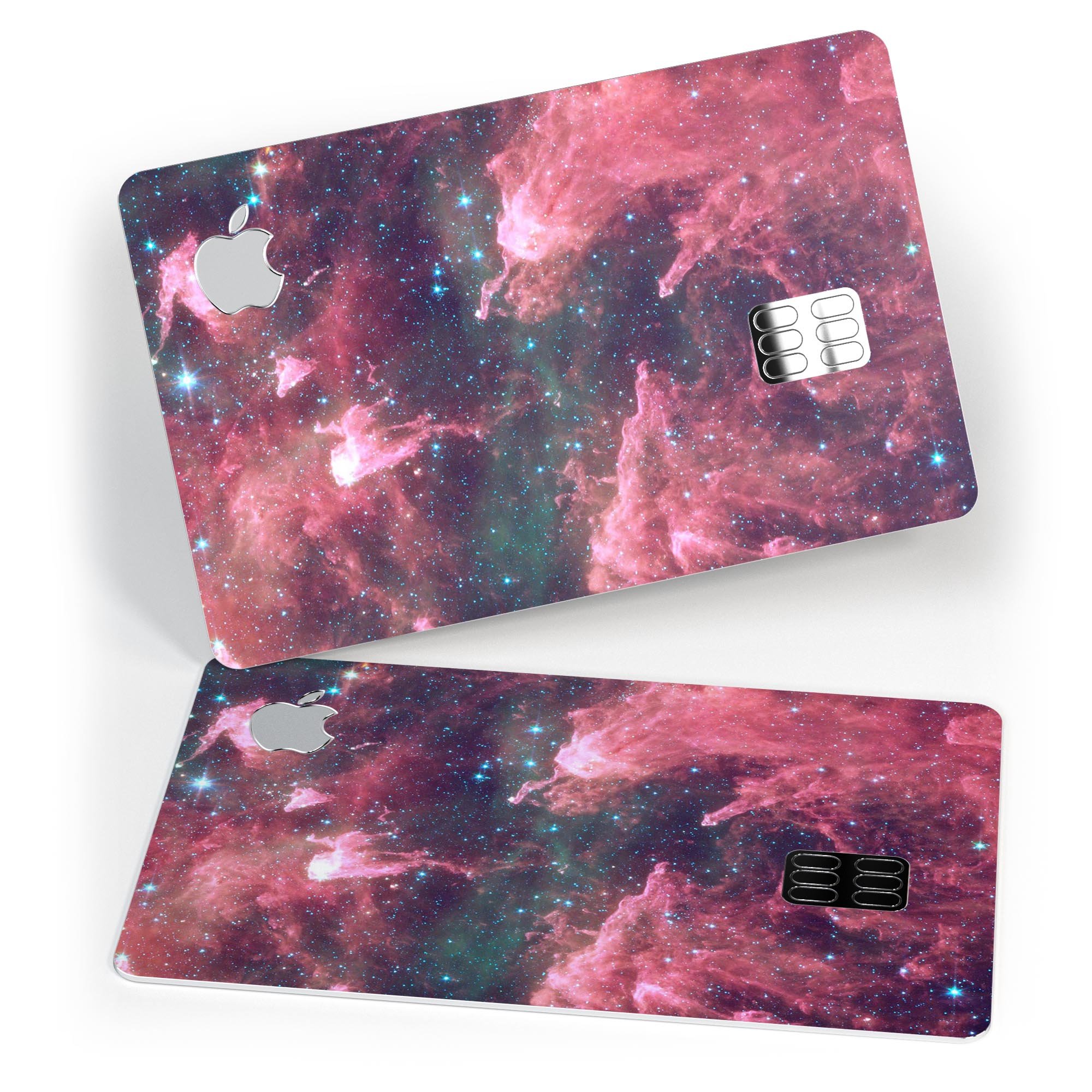 Crimson Nebula skin kit for Apple Card, showcasing premium vinyl design with bubble-free installation.