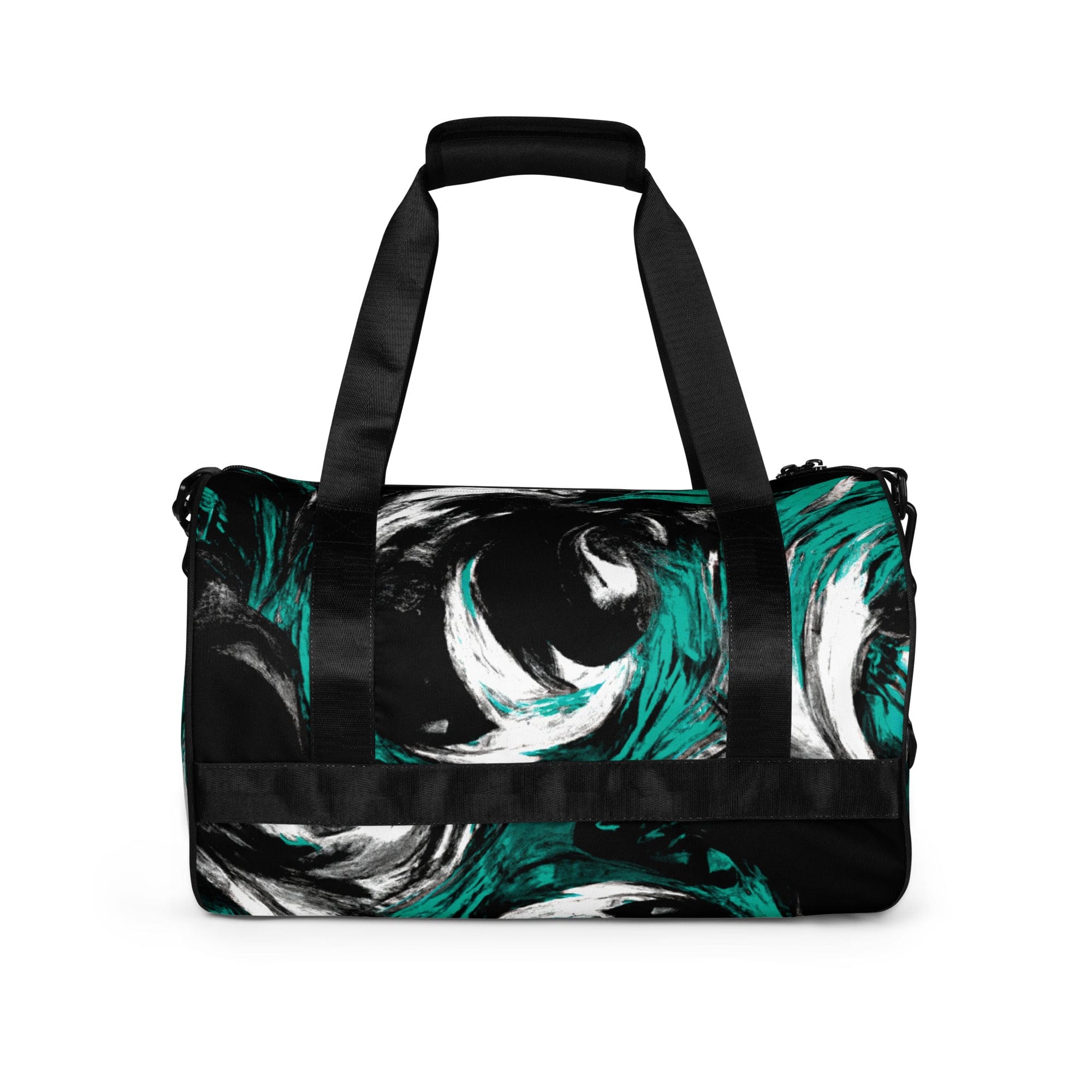 Crossbody water-resistant travel bag featuring a black, green, and white abstract pattern, designed for fitness and travel.