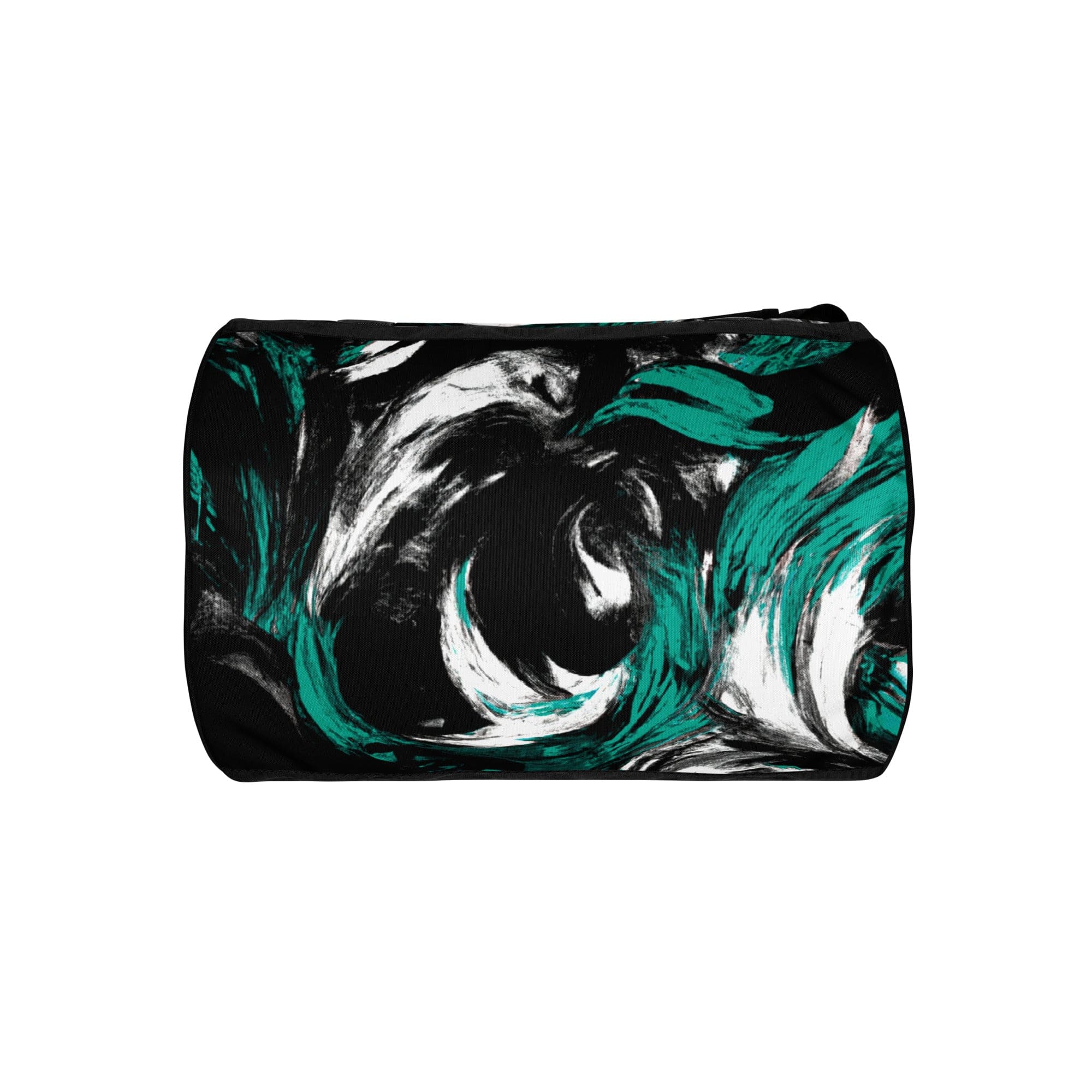 Crossbody water-resistant travel bag featuring a black, green, and white abstract pattern, designed for fitness and travel.