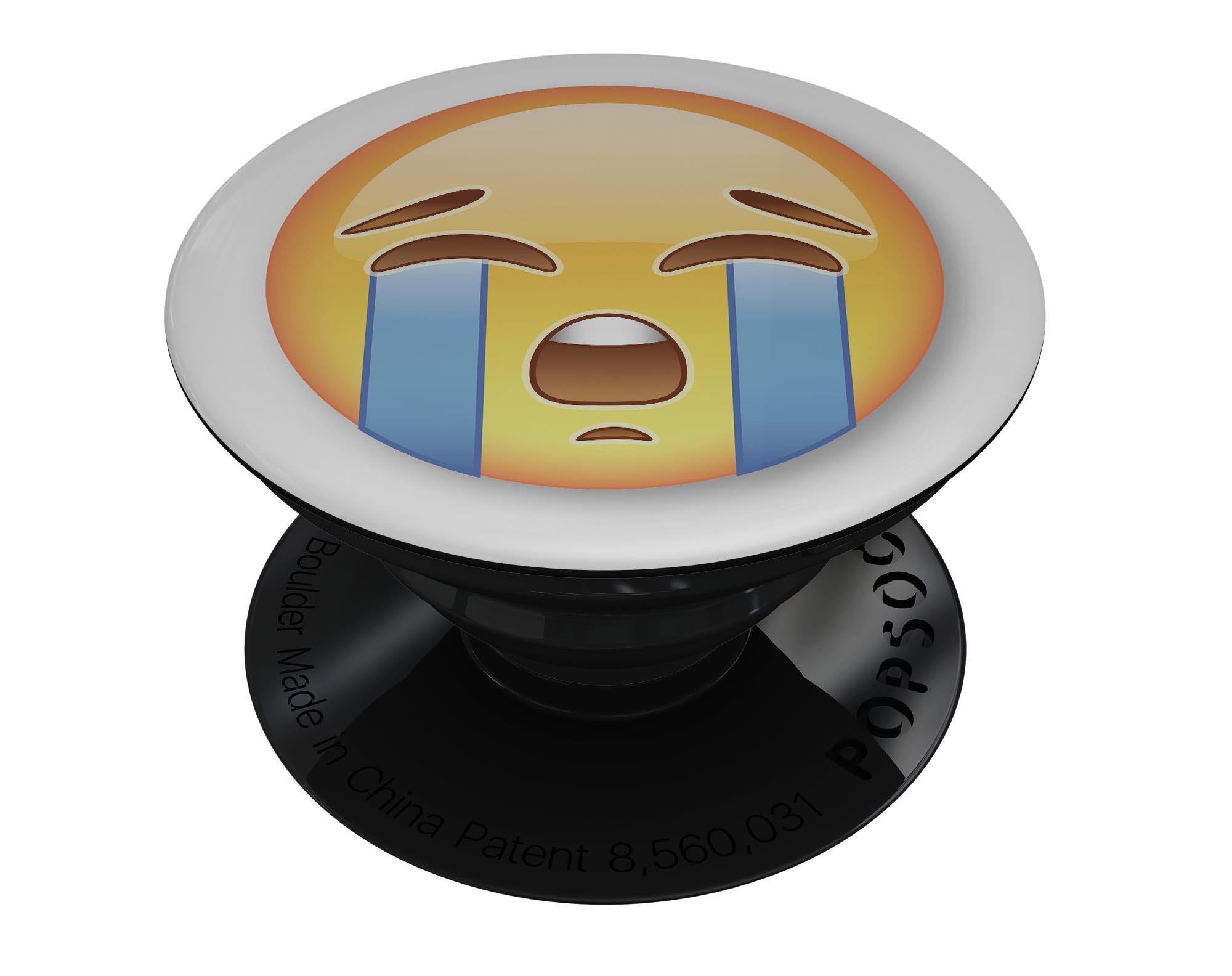 Cry Emoticon Emoji Skin Kit for PopSockets, featuring a vibrant emoticon design on a durable vinyl material.