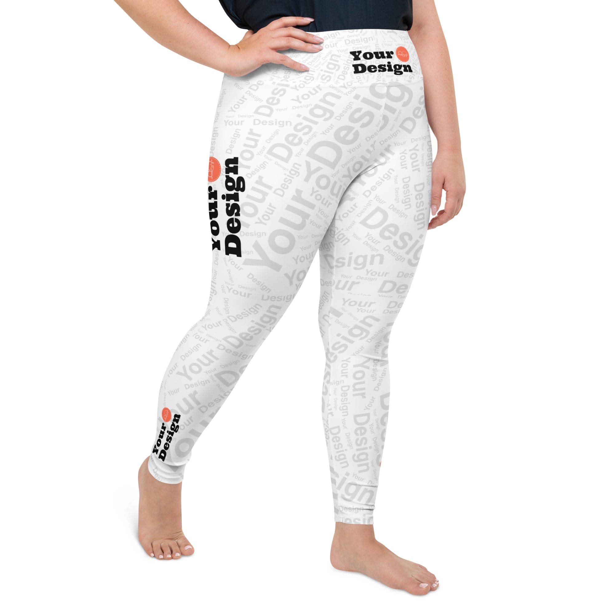 Custom Print Women's Plus Size Leggings featuring a soft fabric blend and a comfortable high waistband, perfect for workouts and lounging.