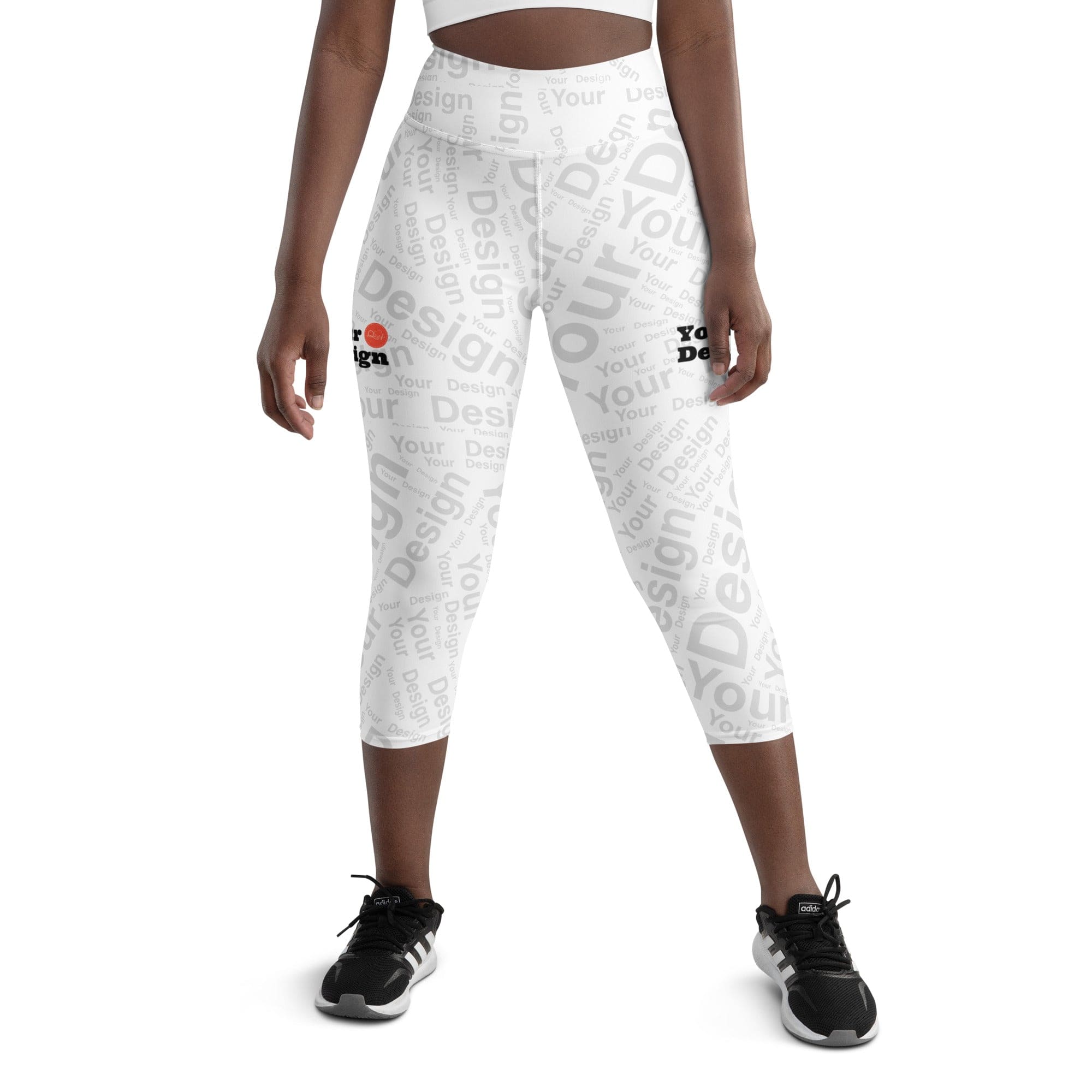 Custom Print Women's Yoga Capri Leggings featuring a high elastic waistband and stylish mid-calf length, perfect for yoga and workouts.