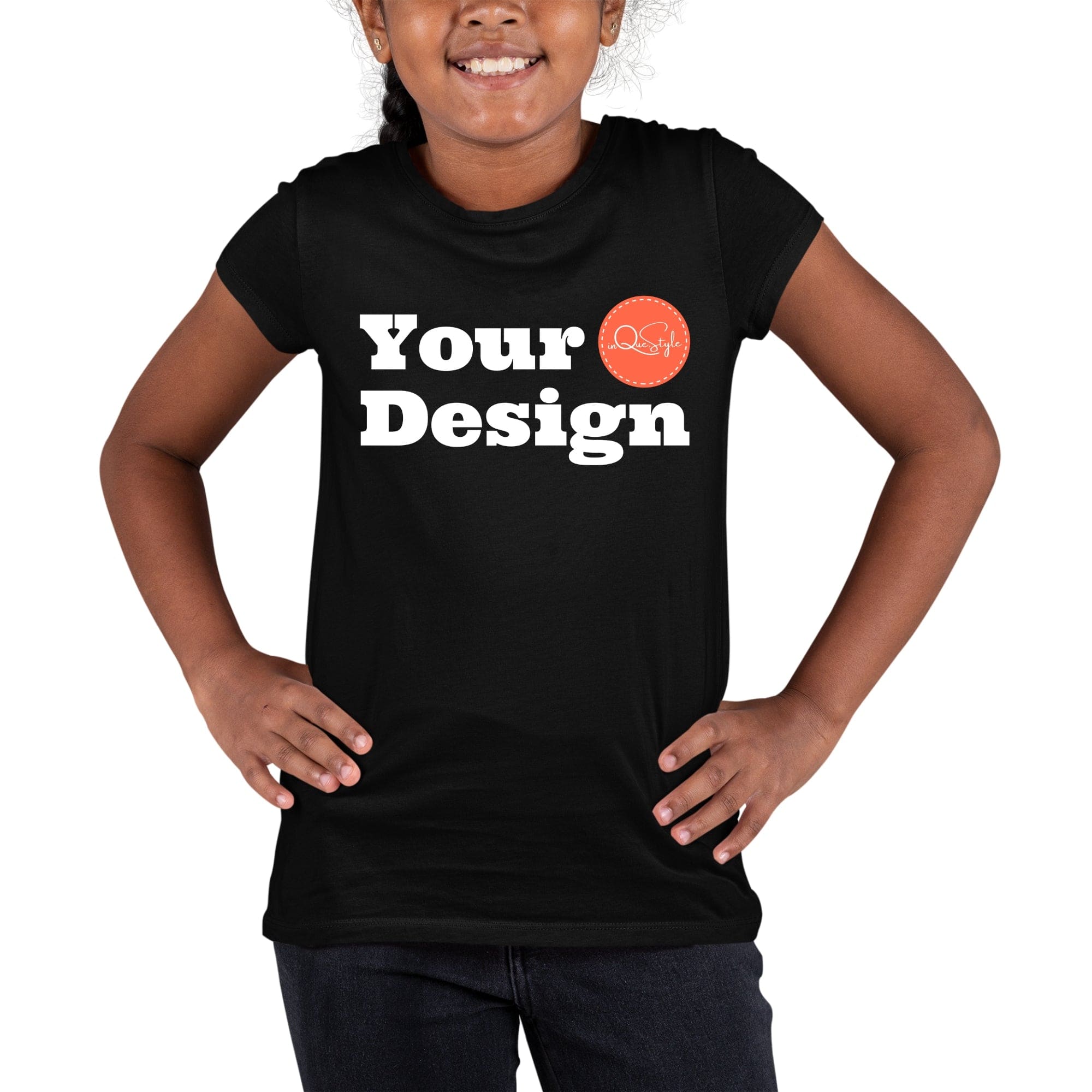 Custom Print Youth Graphic T-shirt featuring a classic fit, short sleeves, and a ribbed collar, made from soft preshrunk cotton.