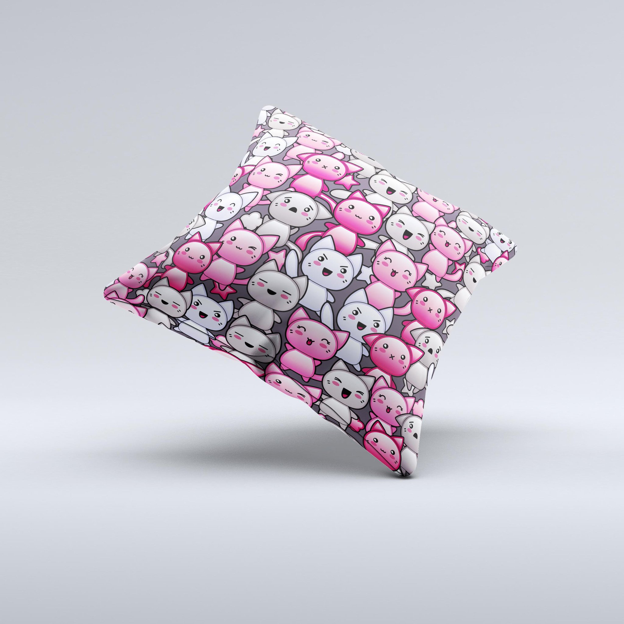 Cute Abstract Kittens Ink-Fuzed Decorative Throw Pillow featuring unique kitten designs on a soft, high-thread count fabric.