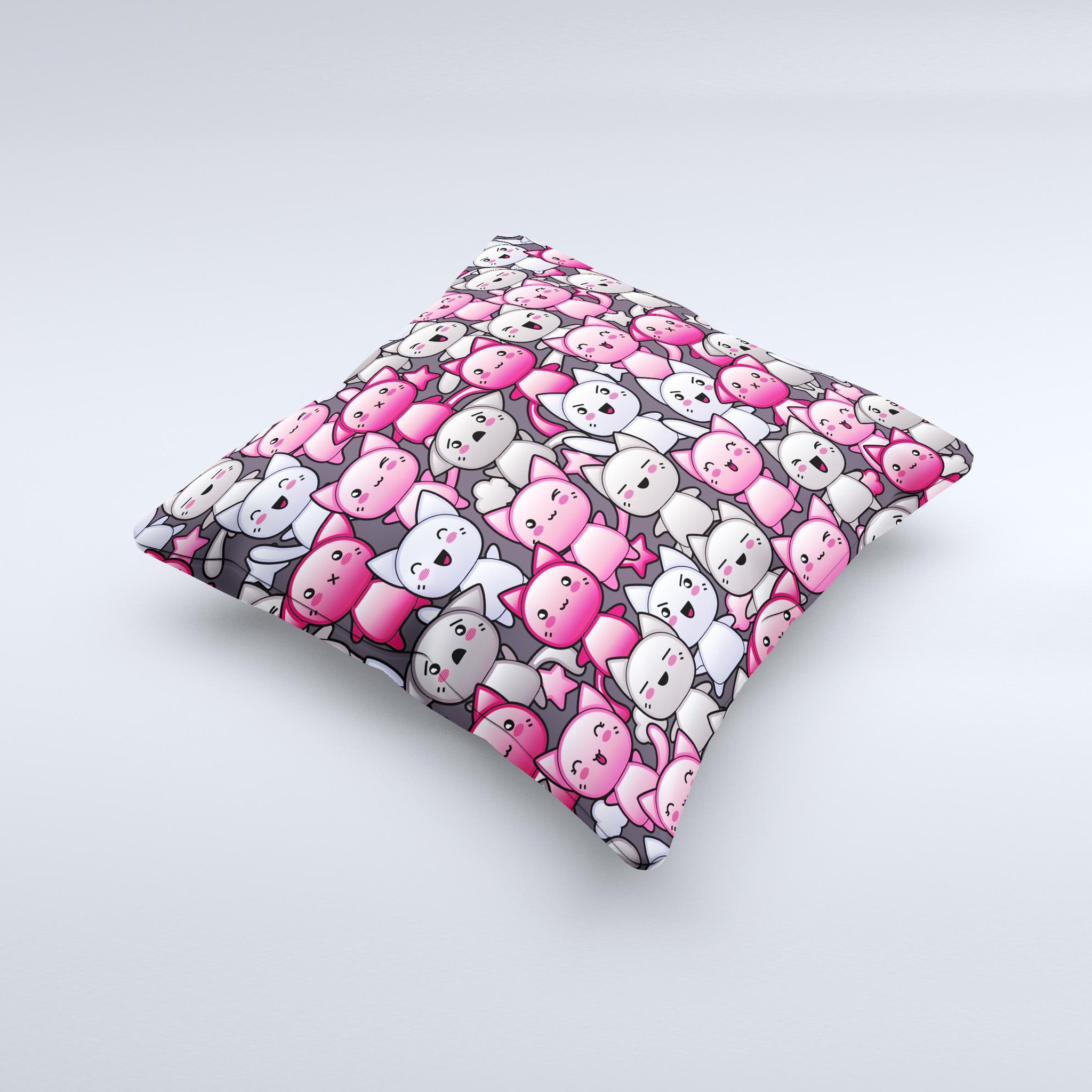 Cute Abstract Kittens Ink-Fuzed Decorative Throw Pillow featuring unique kitten designs on a soft, high-thread count fabric.