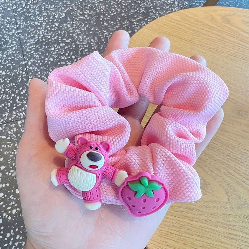 Cute rose red bear hair tie featuring an adorable bear design, perfect for adding charm to hairstyles.