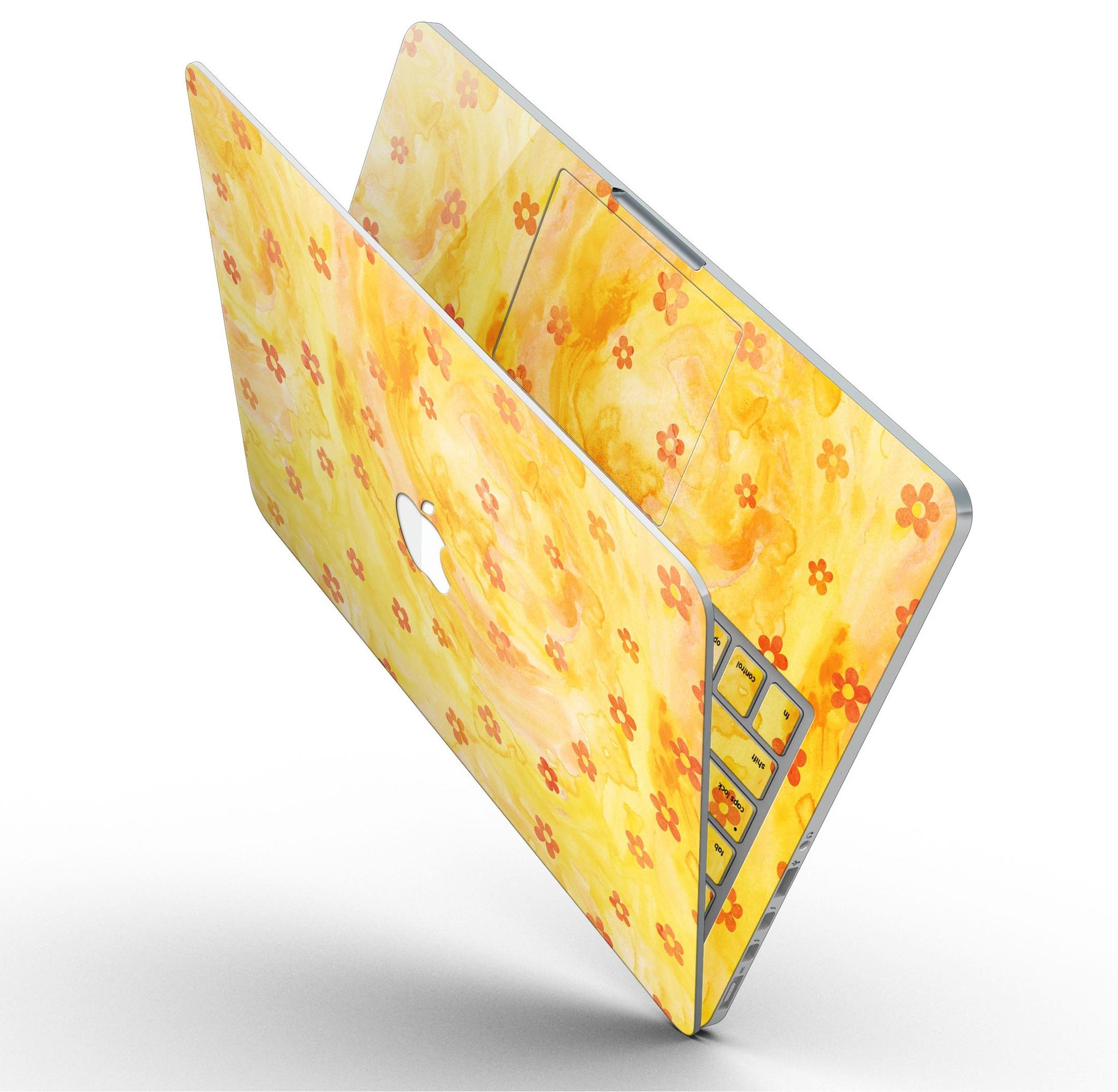 Cute watercolor flowers design skin for MacBook Pro with Retina Display, showcasing vibrant colors and intricate floral patterns.