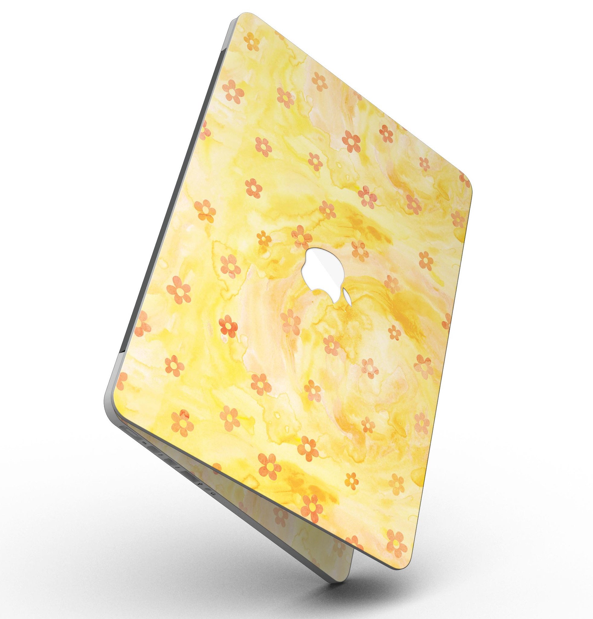 Cute watercolor flowers design skin for MacBook Pro with Retina Display, showcasing vibrant colors and intricate floral patterns.