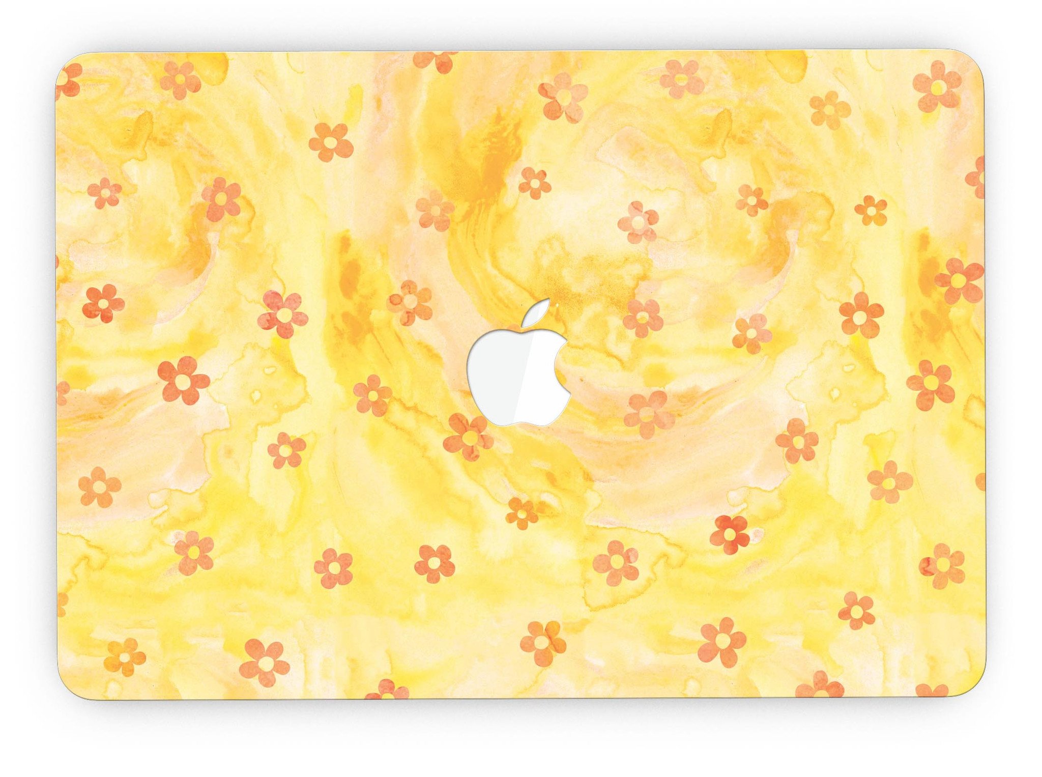 Cute watercolor flowers design skin for MacBook Pro with Retina Display, showcasing vibrant colors and intricate floral patterns.