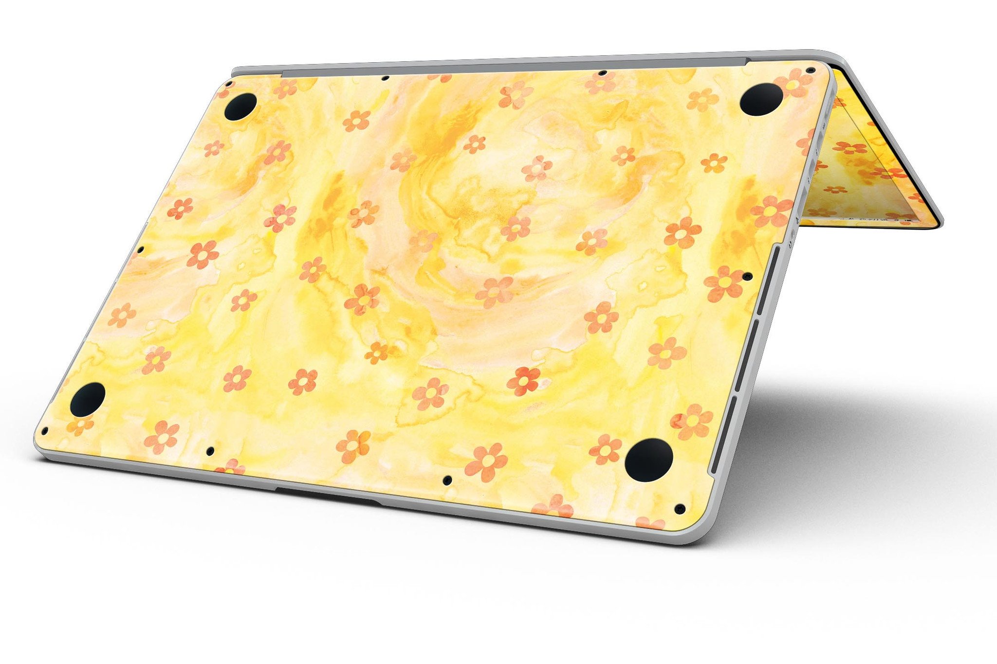 Cute watercolor flowers design skin for MacBook Pro with Retina Display, showcasing vibrant colors and intricate floral patterns.