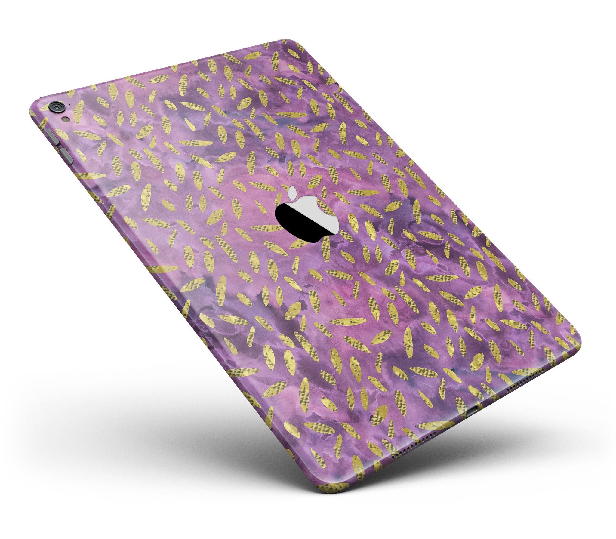 Daisy Pedals Over Purple Cloud Mix skin for iPad Pro, showcasing vibrant floral design on premium vinyl material.