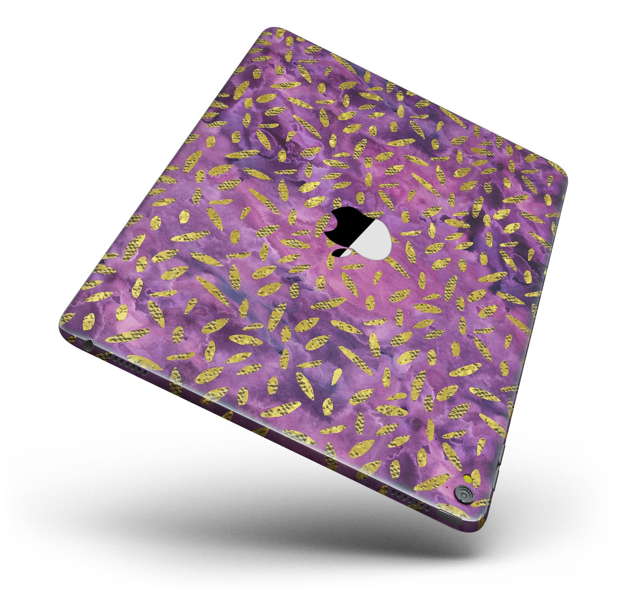 Daisy Pedals Over Purple Cloud Mix skin for iPad Pro, showcasing vibrant floral design on premium vinyl material.