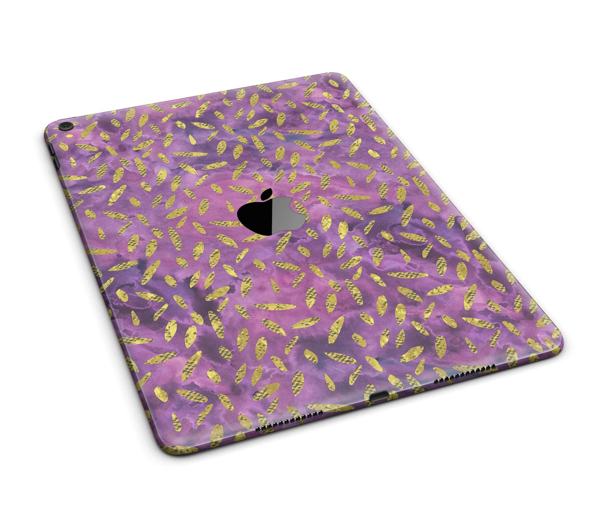 Daisy Pedals Over Purple Cloud Mix skin for iPad Pro, showcasing vibrant floral design on premium vinyl material.