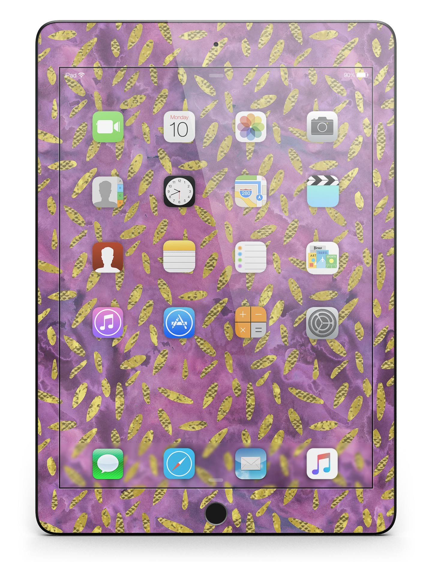 Daisy Pedals Over Purple Cloud Mix skin for iPad Pro, showcasing vibrant floral design on premium vinyl material.