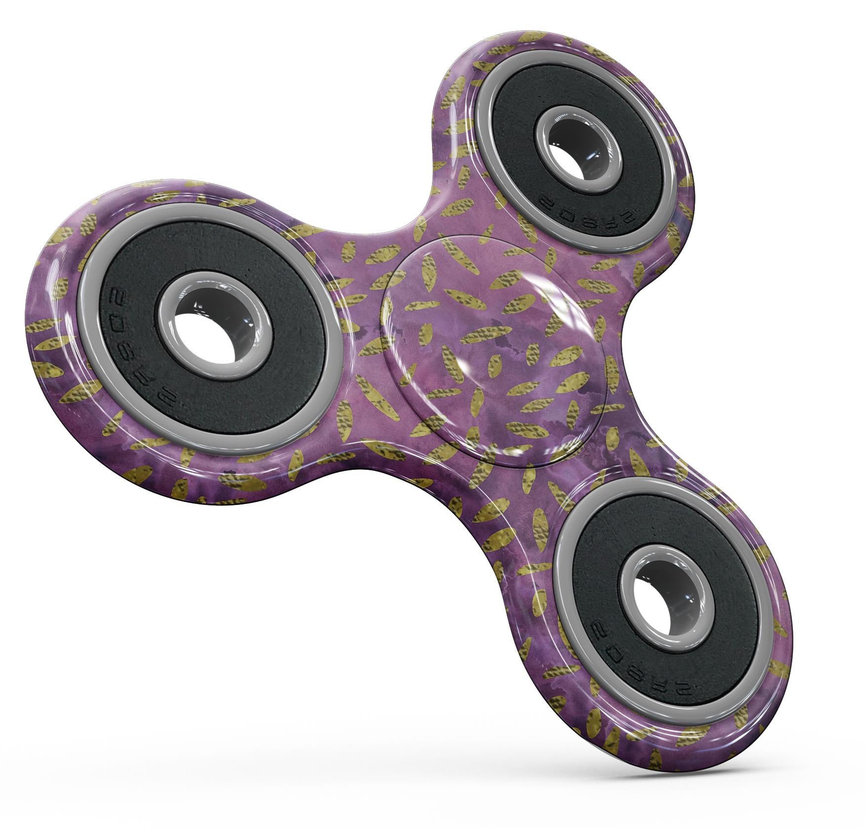 Daisy Pedals Over Purple Cloud Mix Fidget Spinner Skin-Kit showcasing vibrant colors and intricate design on a fidget spinner.