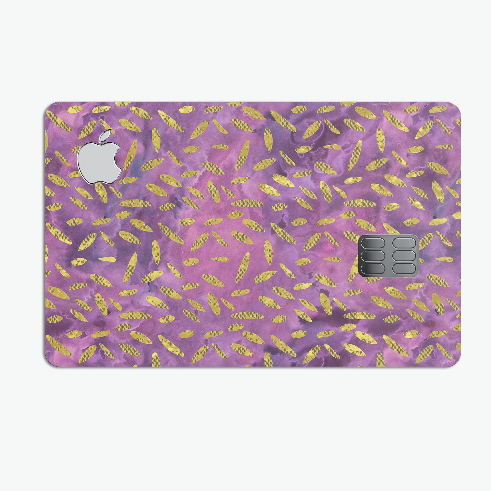 Daisy Pedals Over Purple Cloud Mix decal skin for Apple Card, showcasing vibrant colors and premium vinyl material.