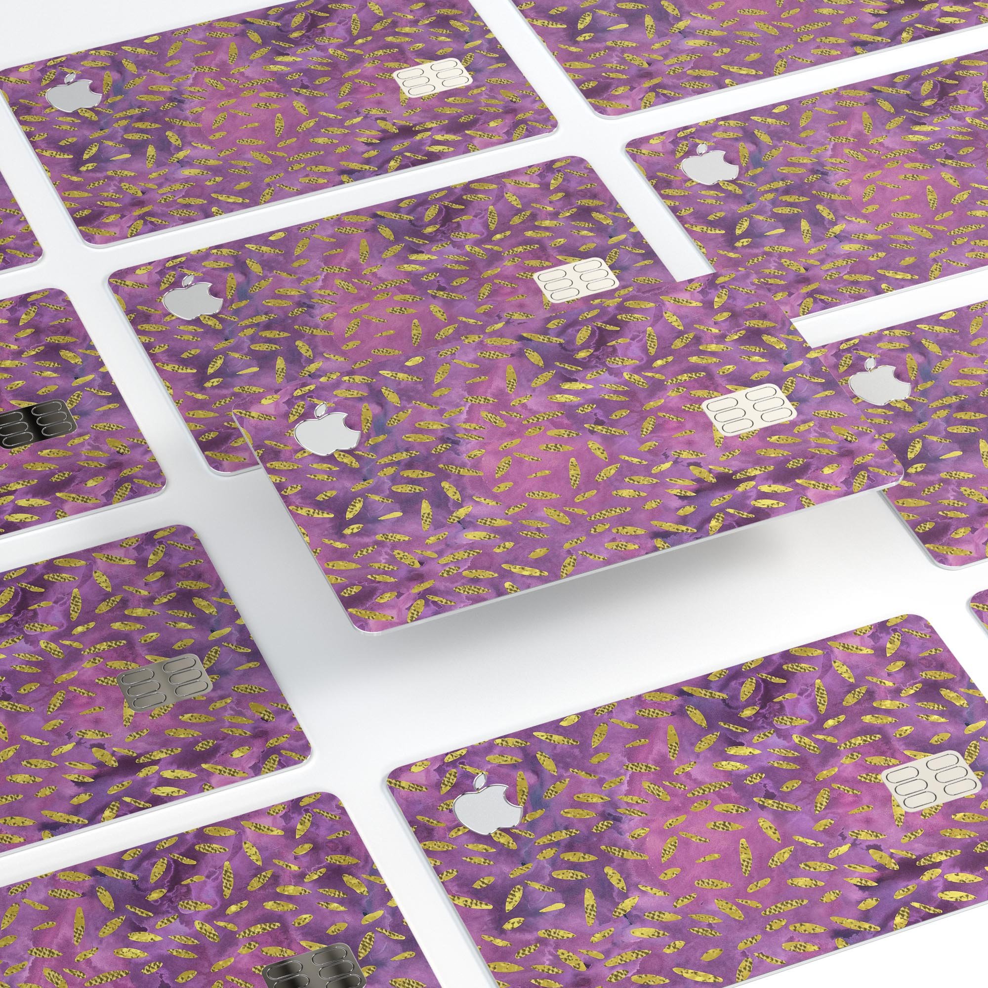 Daisy Pedals Over Purple Cloud Mix decal skin for Apple Card, showcasing vibrant colors and premium vinyl material.