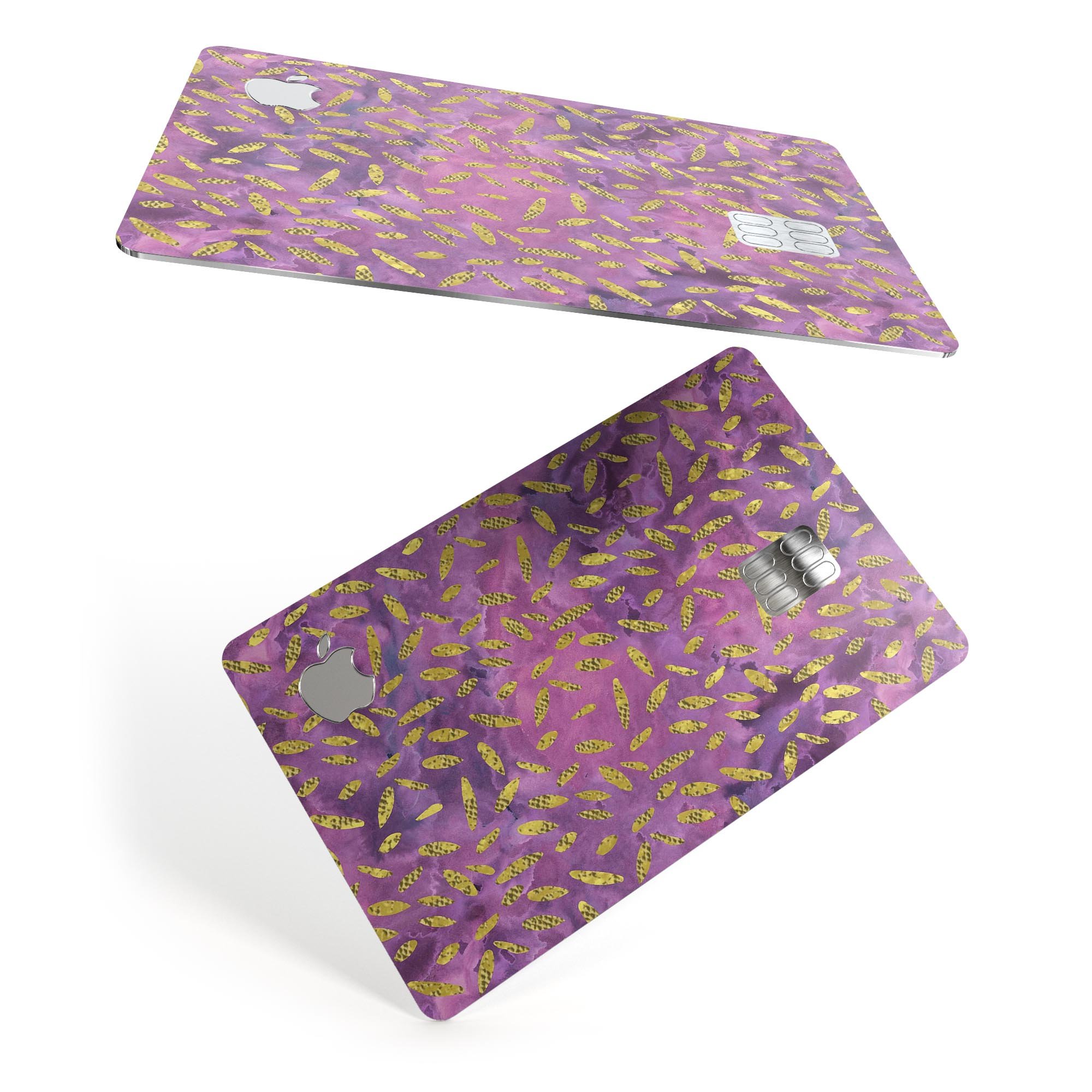 Daisy Pedals Over Purple Cloud Mix decal skin for Apple Card, showcasing vibrant colors and premium vinyl material.