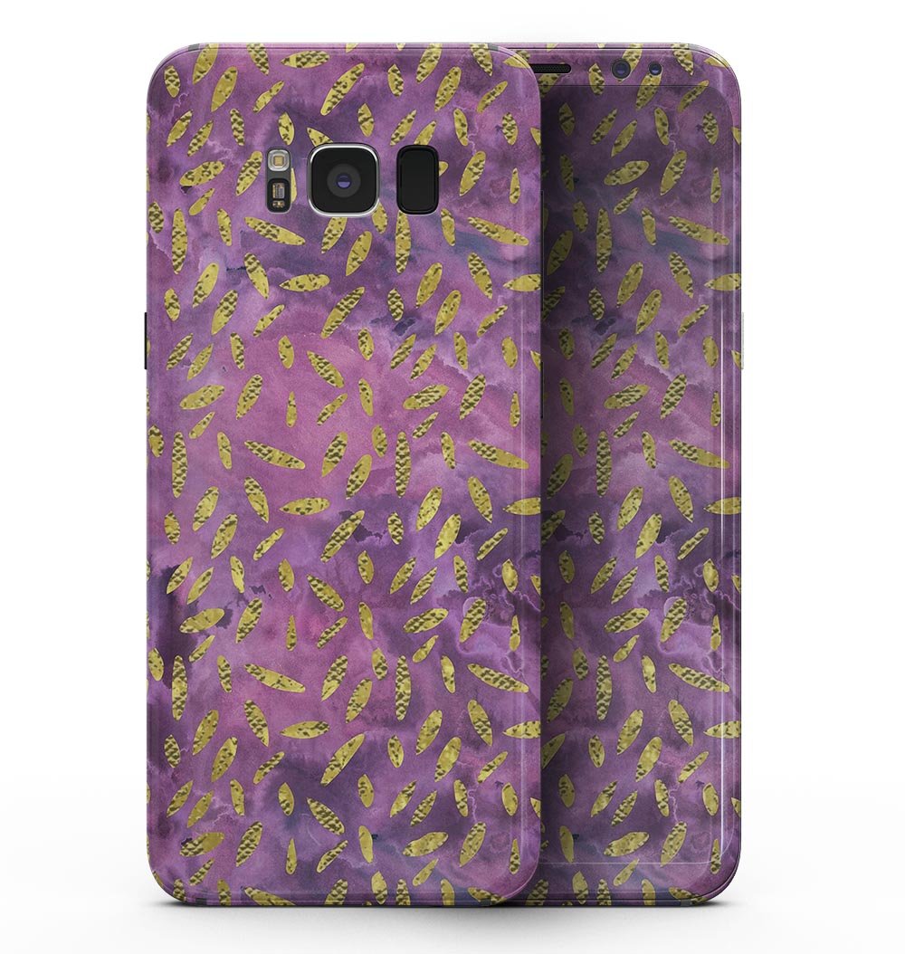 Daisy Pedals Over Purple Cloud Mix skin for Samsung Galaxy S8, showcasing vibrant floral design on a sleek vinyl surface.