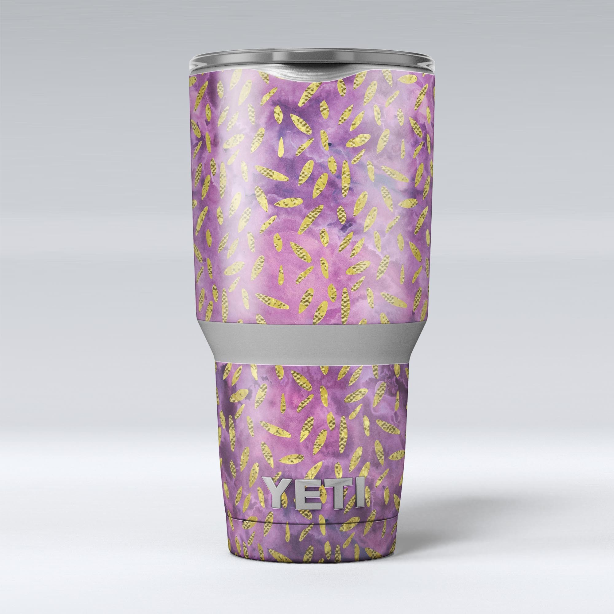 Daisy Pedals Over Purple Cloud Mix skin decal vinyl wrap kit for Yeti Coolers, showcasing vibrant floral design and premium quality.