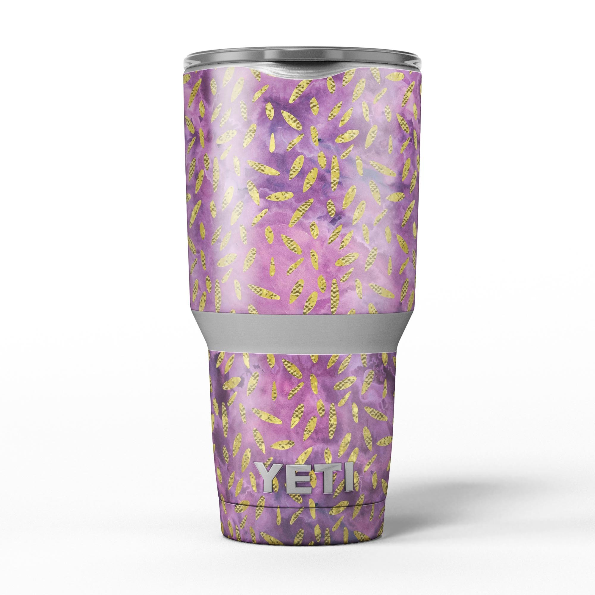 Daisy Pedals Over Purple Cloud Mix skin decal vinyl wrap kit for Yeti Coolers, showcasing vibrant floral design and premium quality.