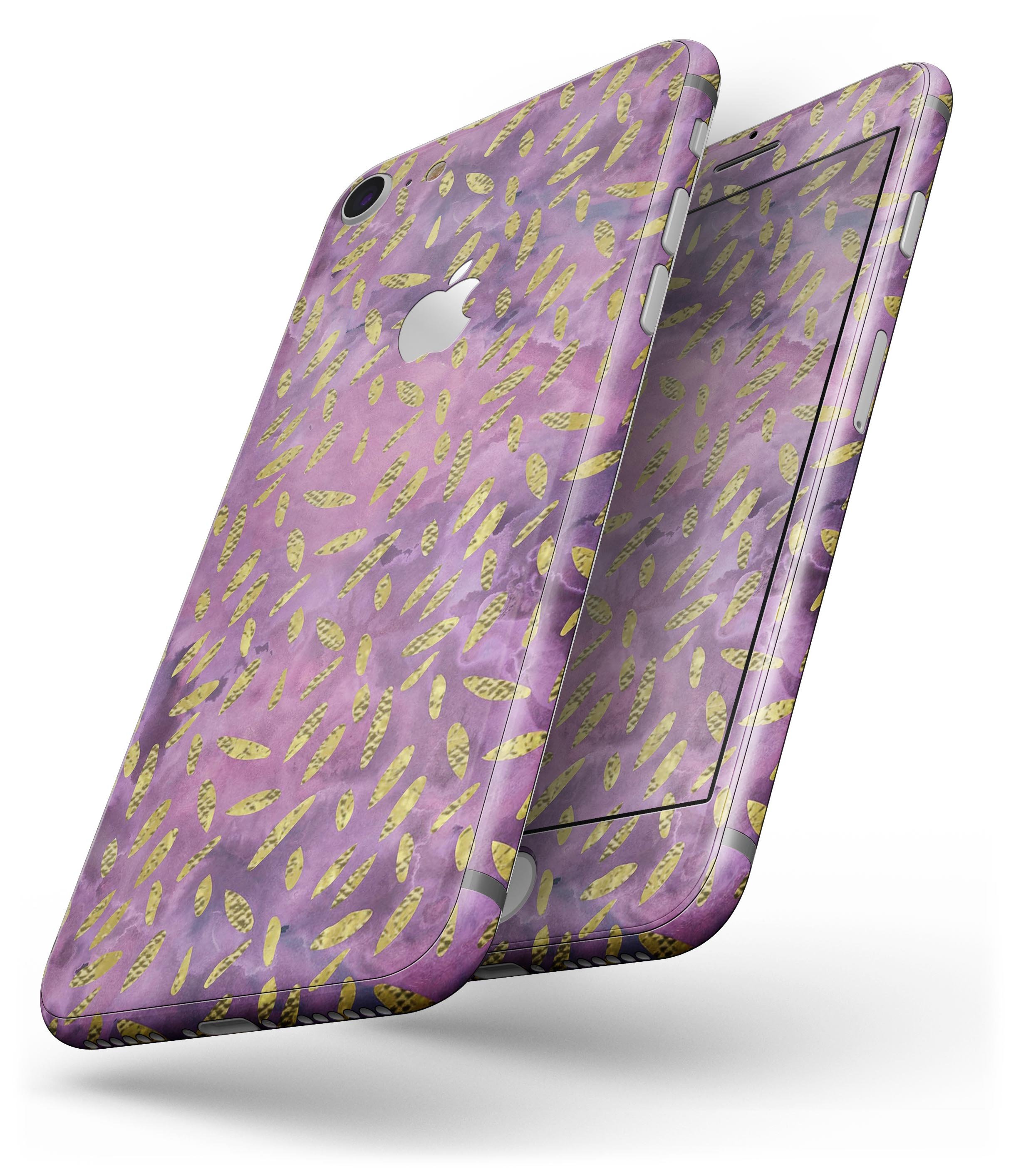 Daisy Pedals Over Purple Cloud Mix skin for iPhone 8 and 8 Plus, showcasing vibrant floral design on premium vinyl.