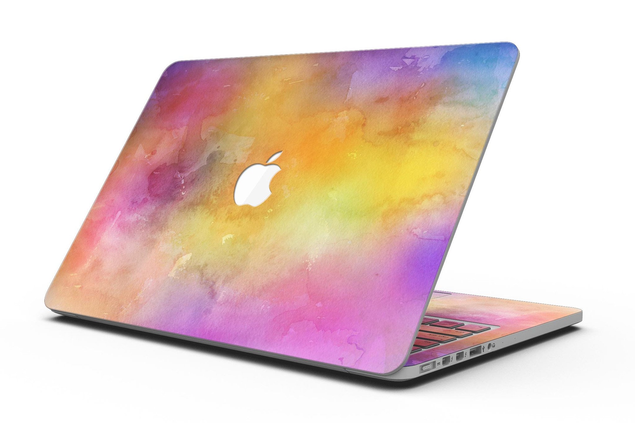 Dark 4 Absorbed Watercolor Texture skin for MacBook Pro with Retina Display, showcasing vibrant colors and artistic design.