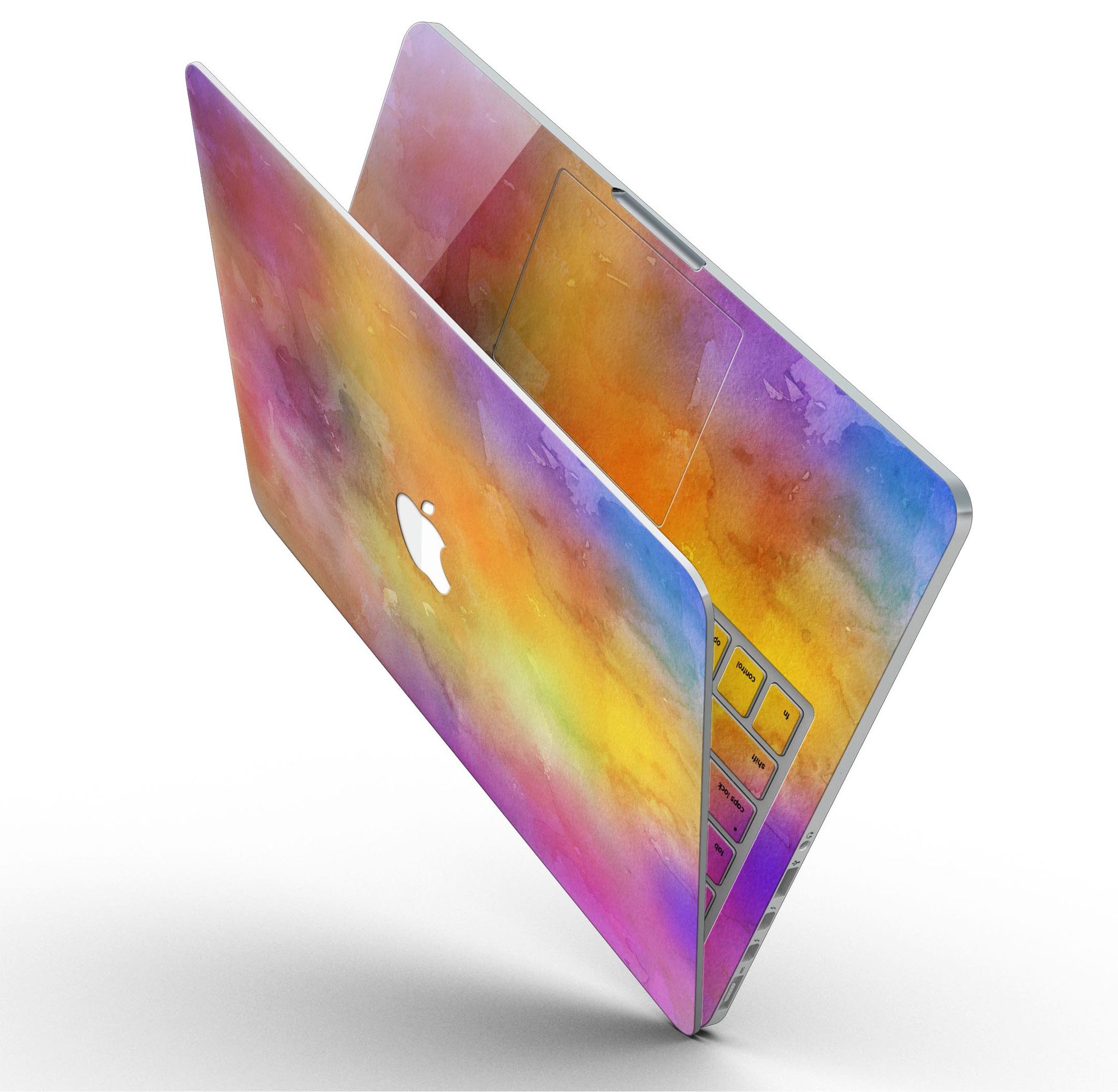 Dark 4 Absorbed Watercolor Texture skin for MacBook Pro with Retina Display, showcasing vibrant colors and artistic design.