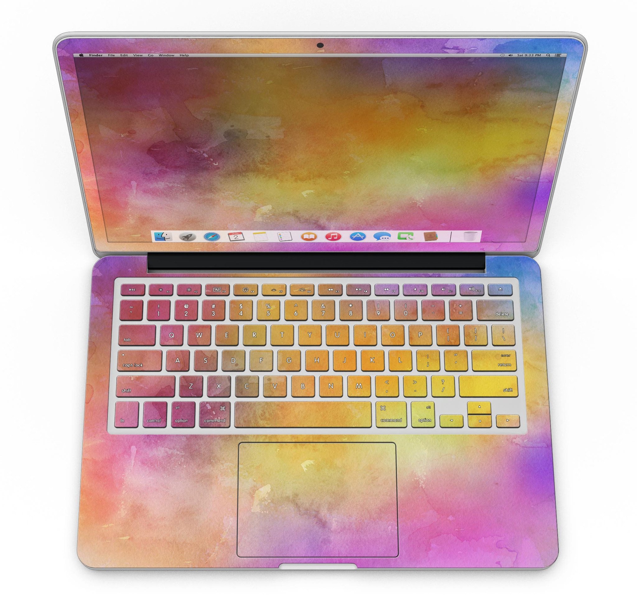 Dark 4 Absorbed Watercolor Texture skin for MacBook Pro with Retina Display, showcasing vibrant colors and artistic design.