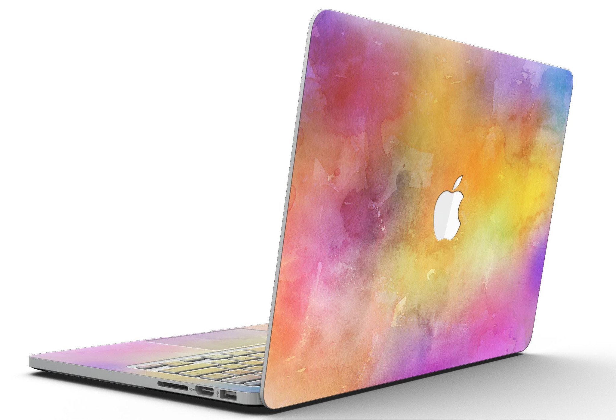 Dark 4 Absorbed Watercolor Texture skin for MacBook Pro with Retina Display, showcasing vibrant colors and artistic design.