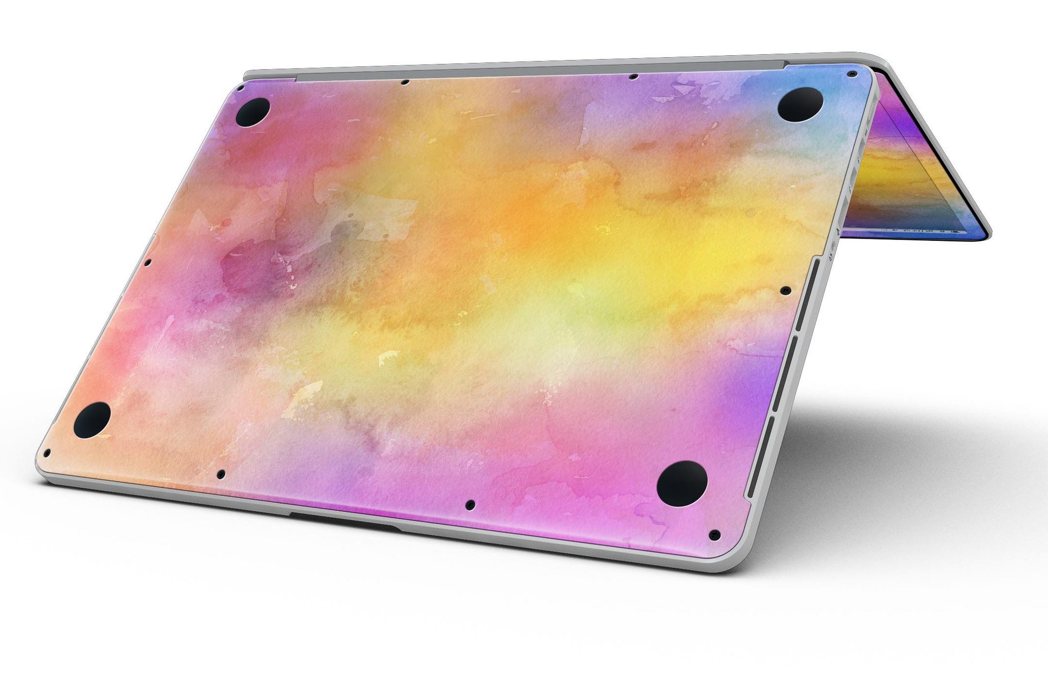 Dark 4 Absorbed Watercolor Texture skin for MacBook Pro with Retina Display, showcasing vibrant colors and artistic design.