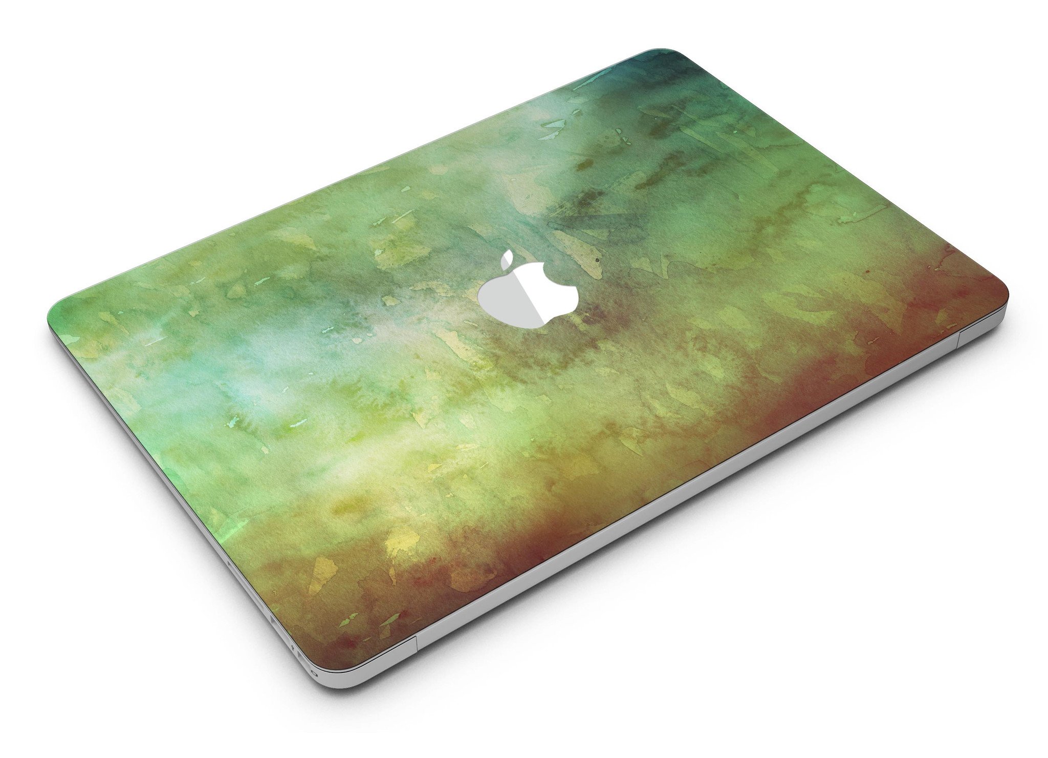 Dark 862 Absorbed Watercolor Texture MacBook Air Skin Kit showcasing a vibrant watercolor design on a sleek MacBook Air.