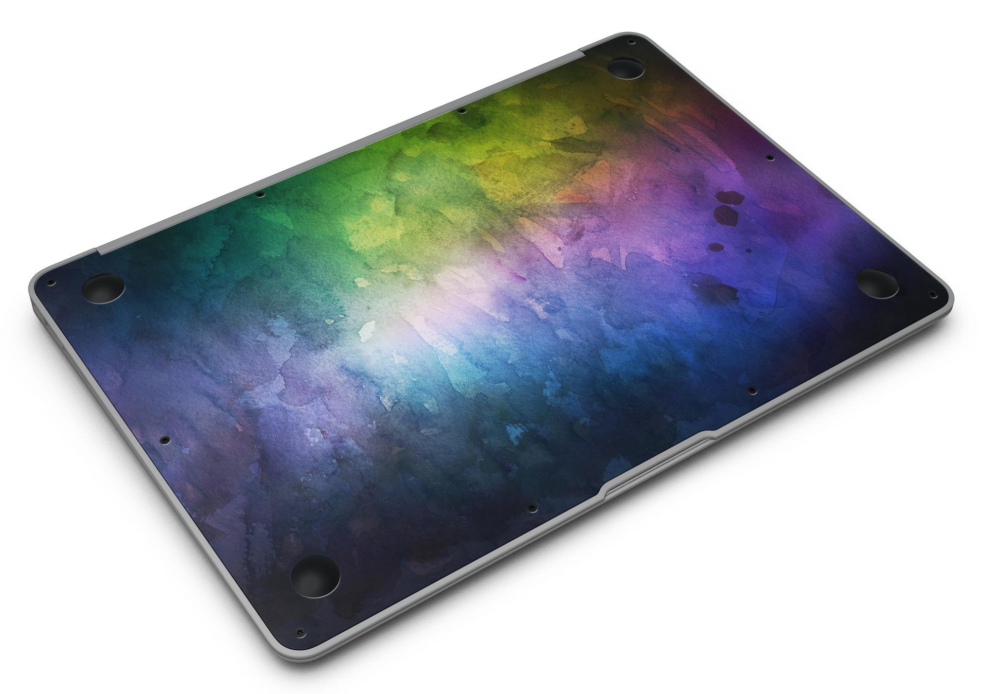 Dark 9711 Absorbed Watercolor Texture MacBook Air Skin Kit showcasing vibrant colors and premium vinyl material.